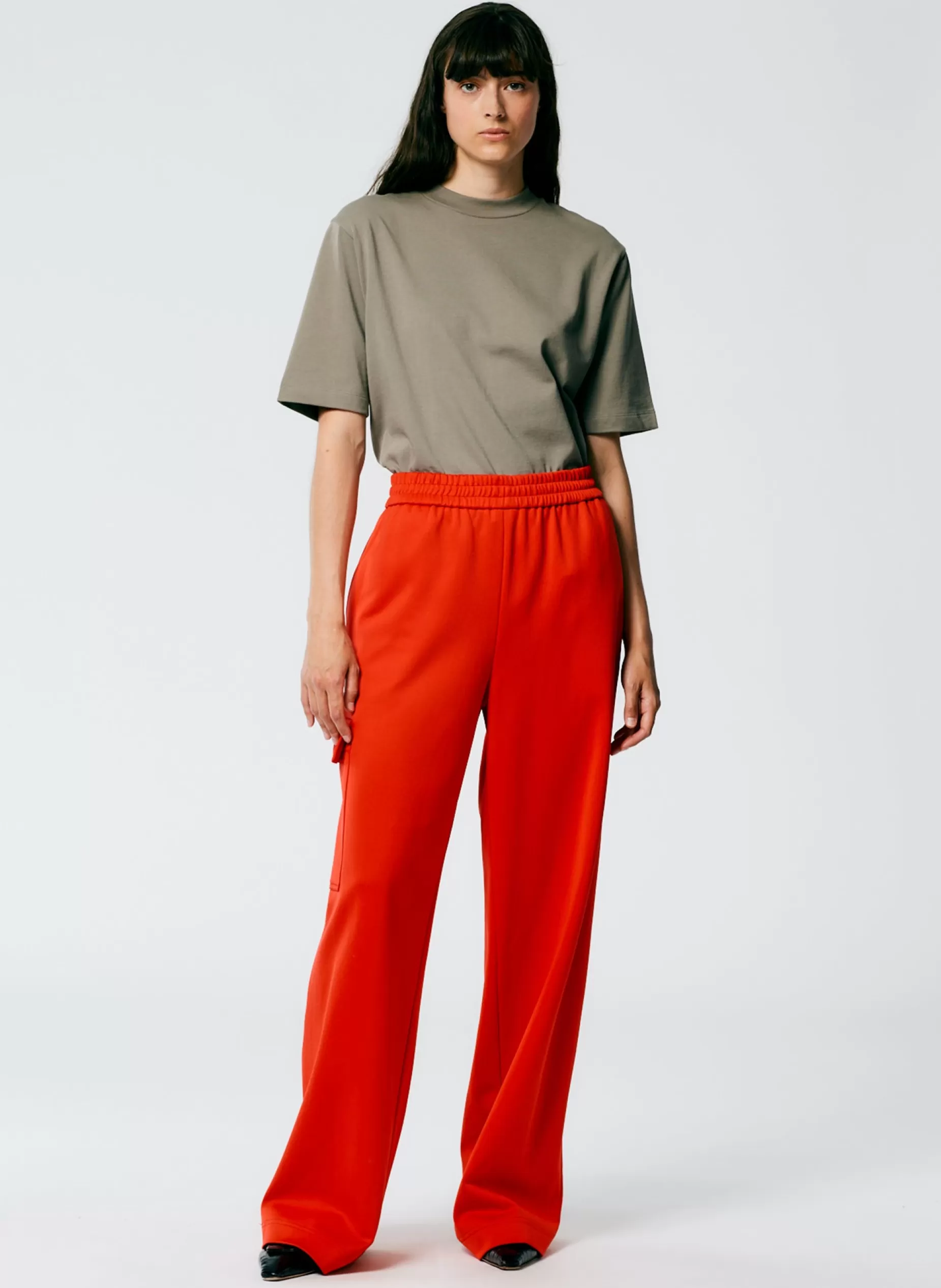 Tibi Pants & Shorts-Active Knit Wide Leg Pull On Pant