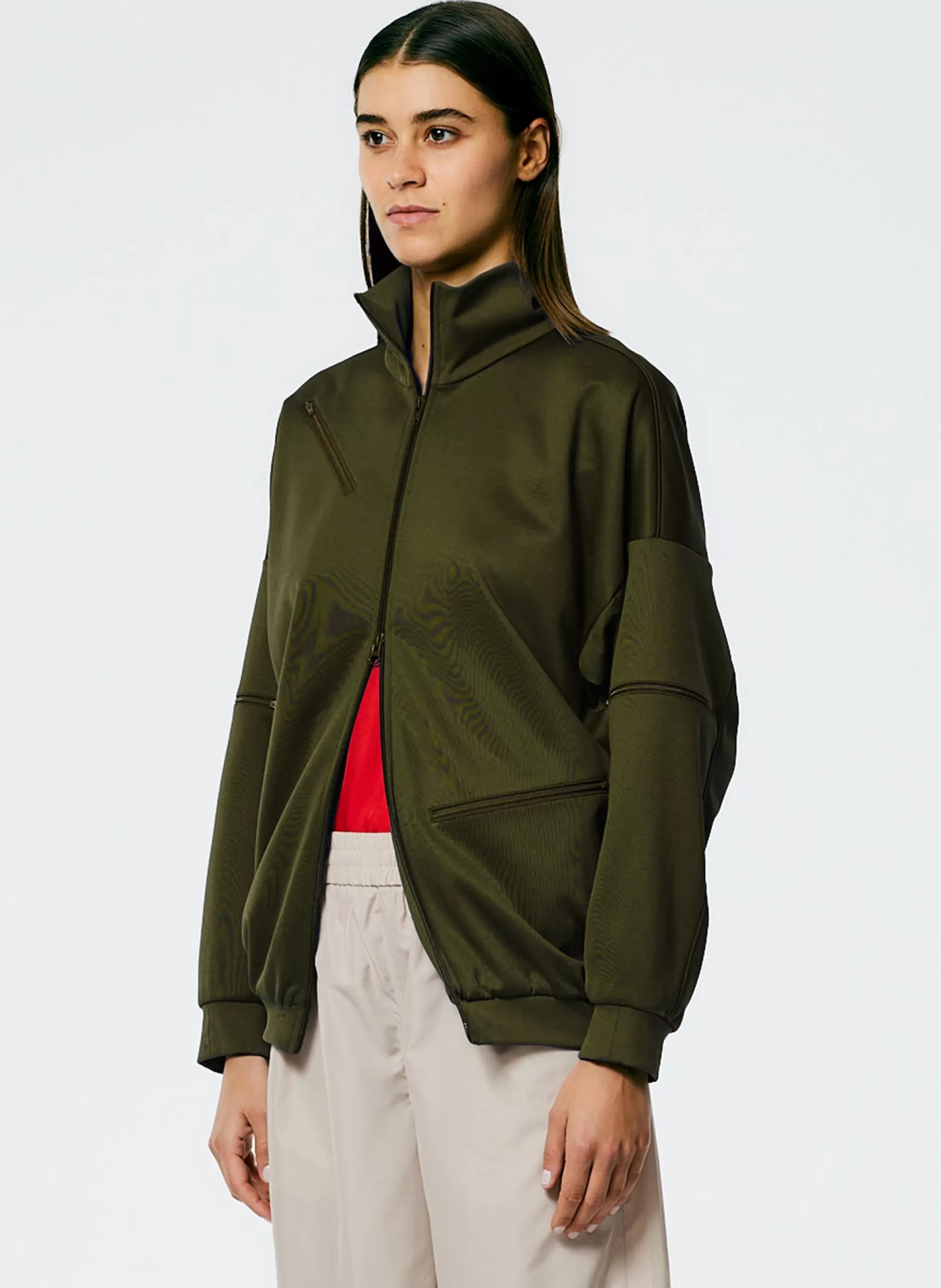 Tibi Jackets & Outerwear-Active Knit Zipper Detailed Track Jacket