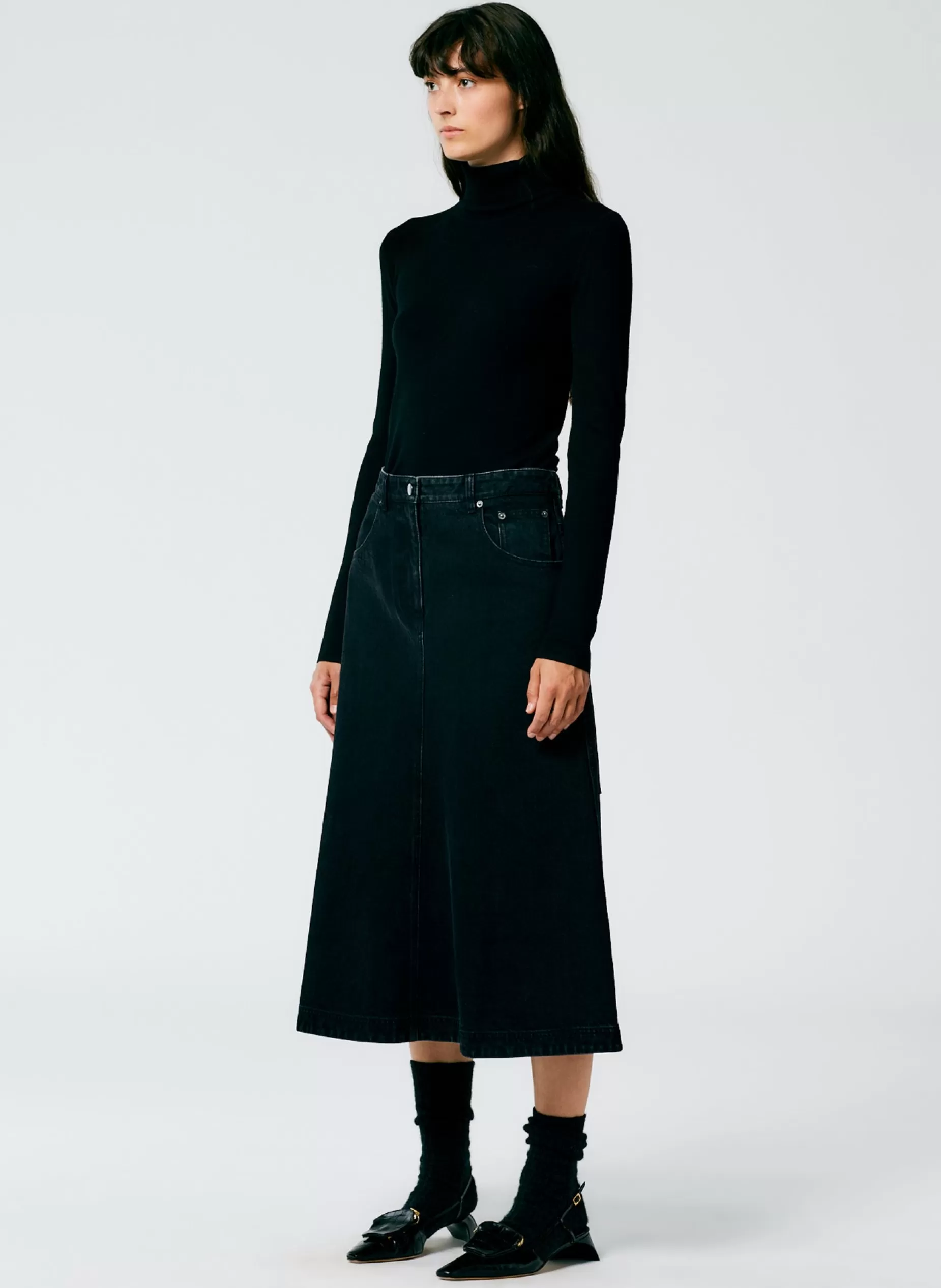 Tibi Denim | Skirts- Denim Midi A-Line Skirt