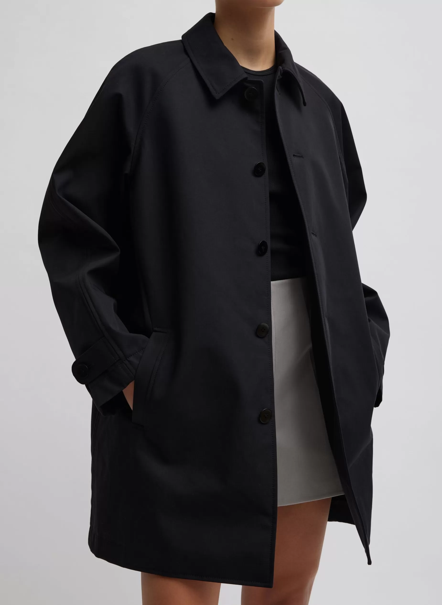 Tibi Jackets & Outerwear-Bonded Luxe Twill Carcoat