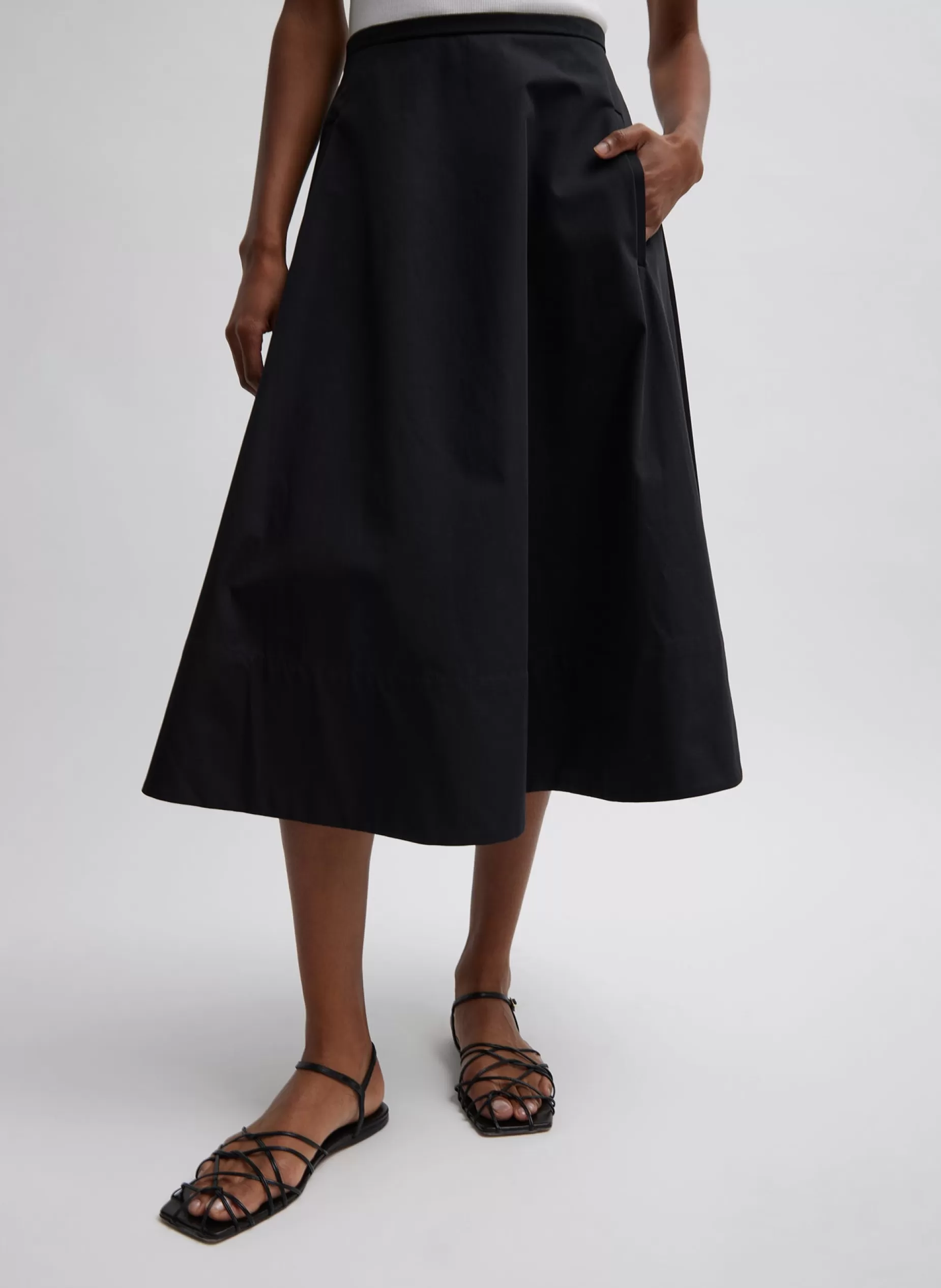 Tibi Skirts-Bonded Luxe Twill Circle Skirt