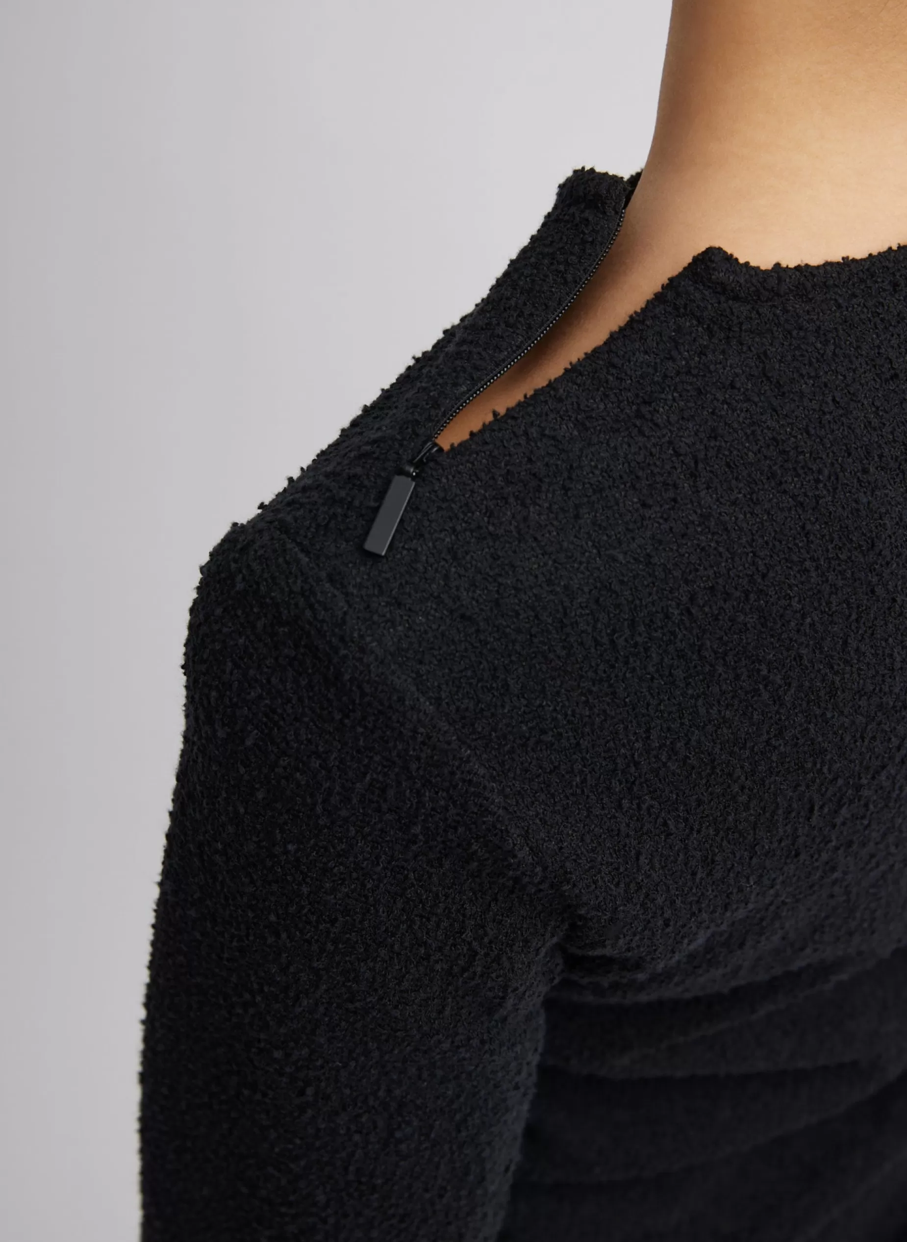 Tibi Tops-Boucle Knit Long Sleeve Circular Top