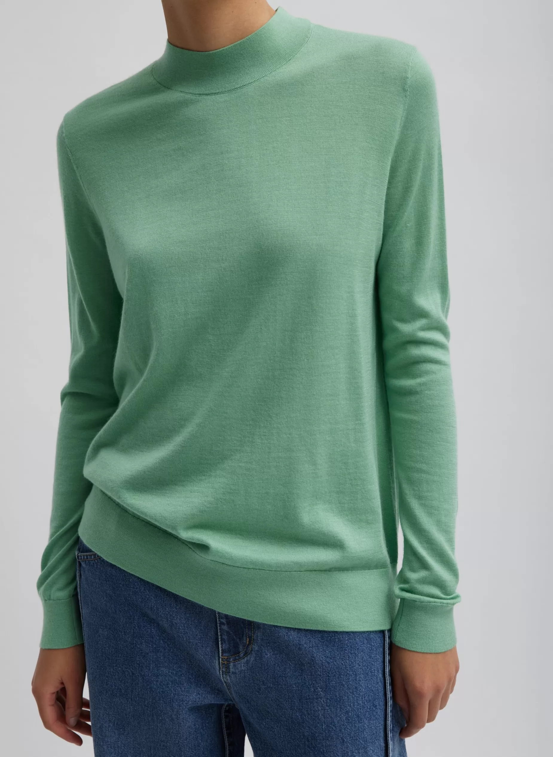 Tibi Knitwear & Sweatshirts-Cashmere Silk Blend Mock Neck Easy Sweater