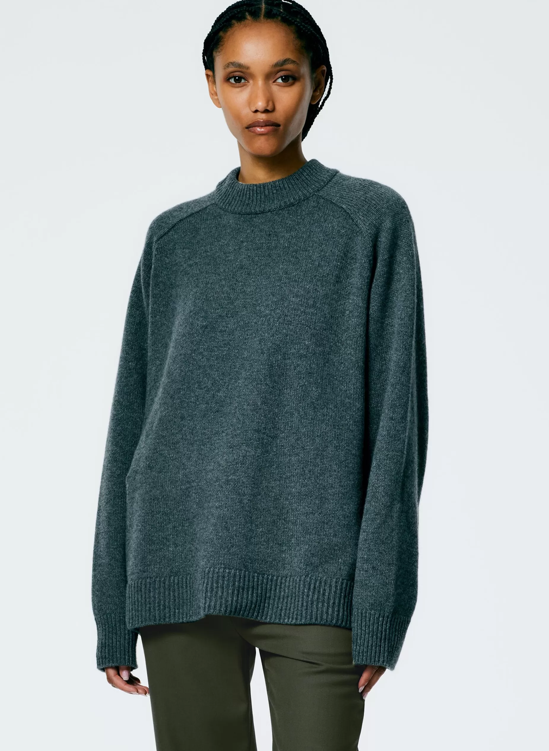 Tibi Knitwear & Sweatshirts-Cashmere Sweater Crewneck Oversized Pullover