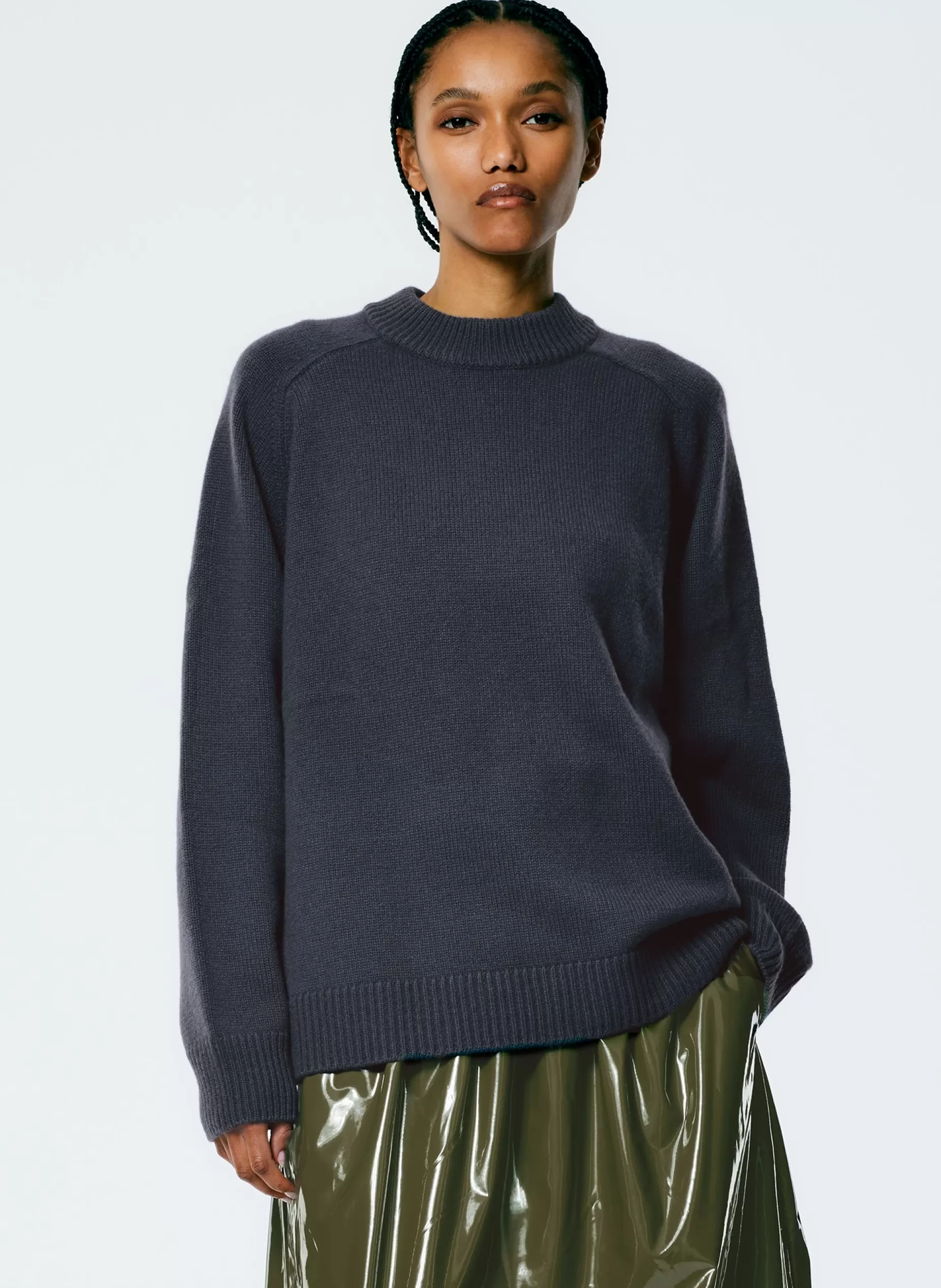 Tibi Knitwear & Sweatshirts-Cashmere Sweater Crewneck Oversized Pullover