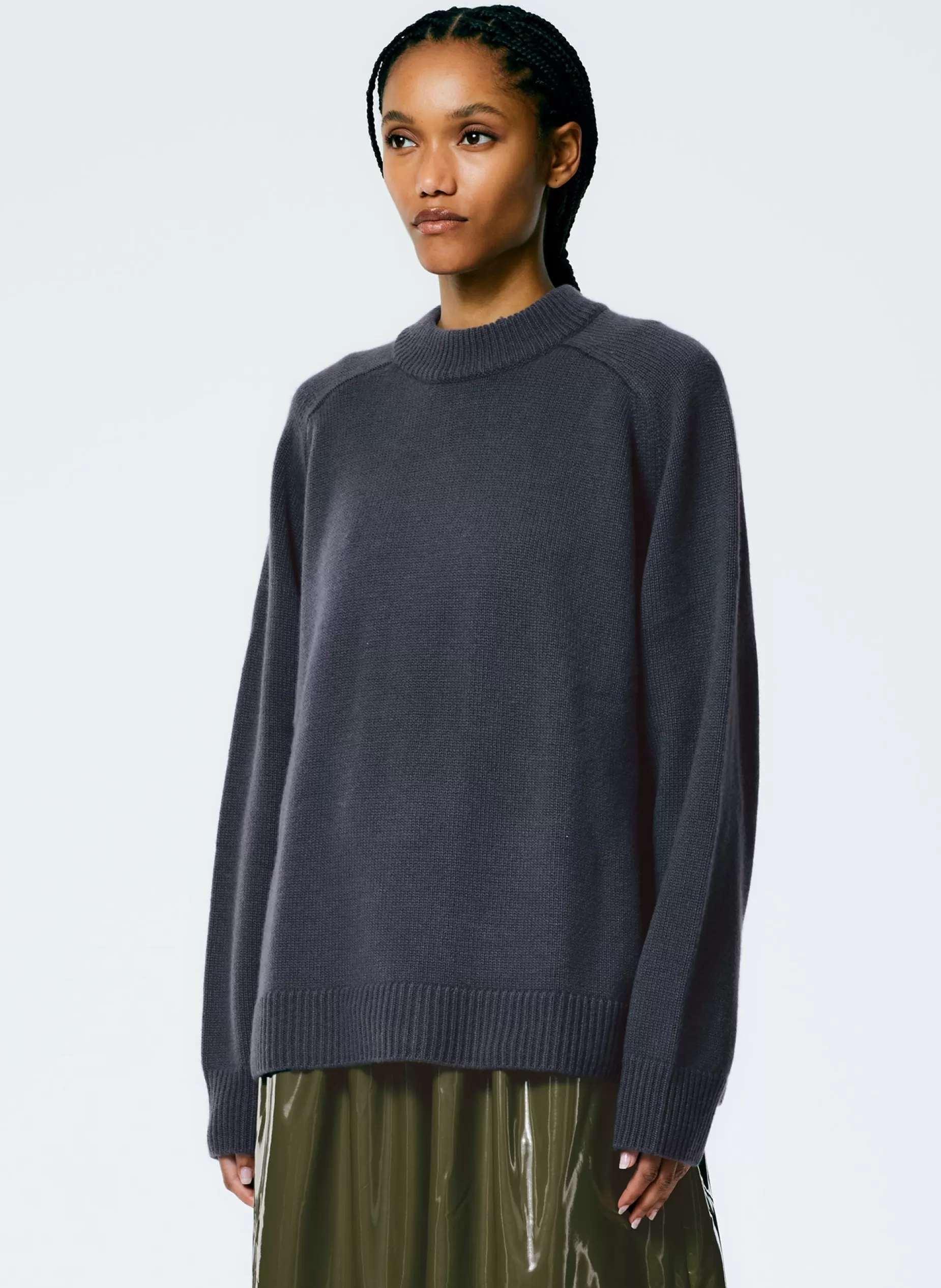 Tibi Knitwear & Sweatshirts-Cashmere Sweater Crewneck Oversized Pullover