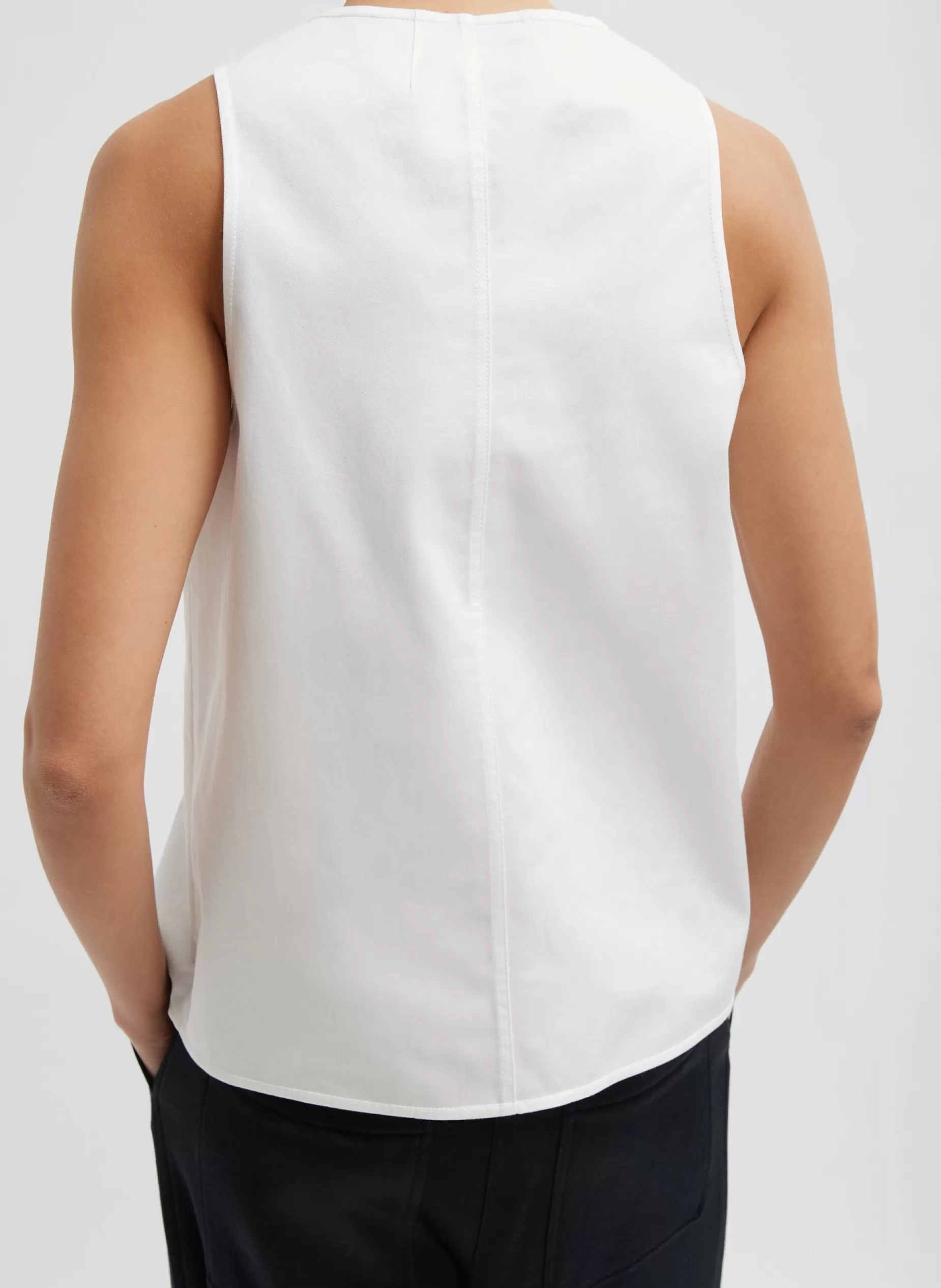 Tibi Tops-Chino Slit Front Sleeveless Top