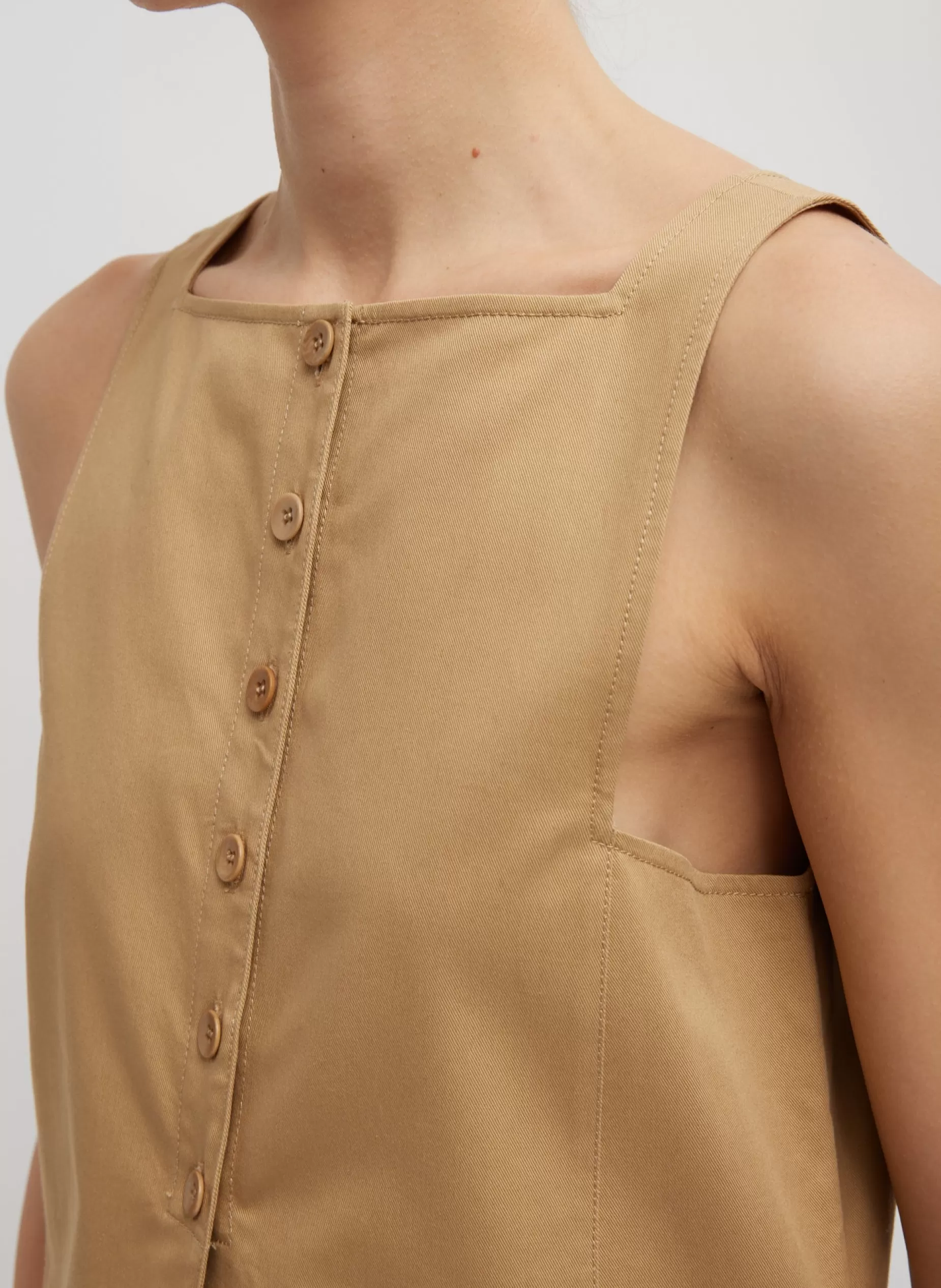 Tibi Tops | Curated Closets-Chino Slit Front Sleeveless Tunic