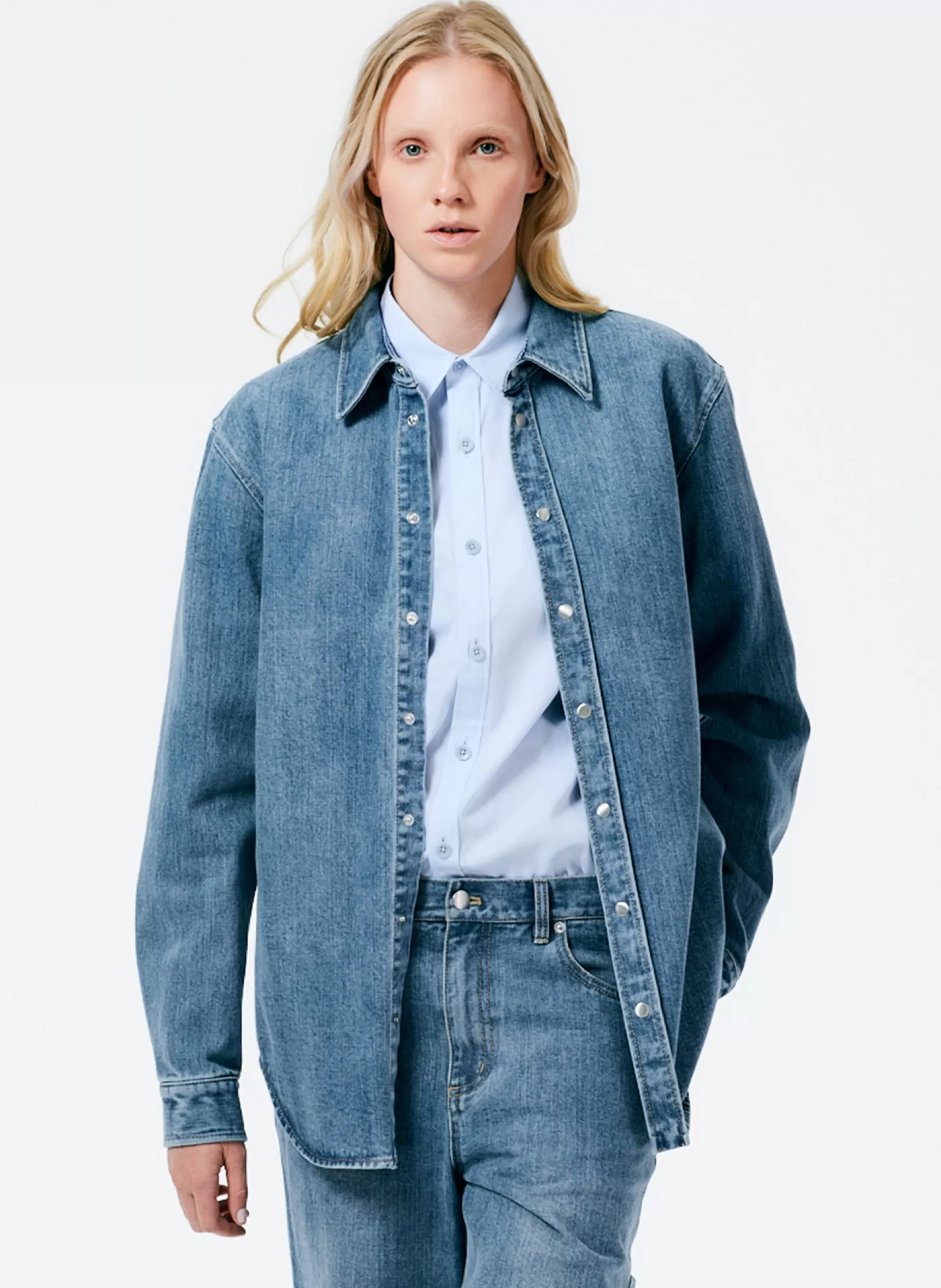 Tibi Denim | Tops-Classic Wash Denim Easy Shirt