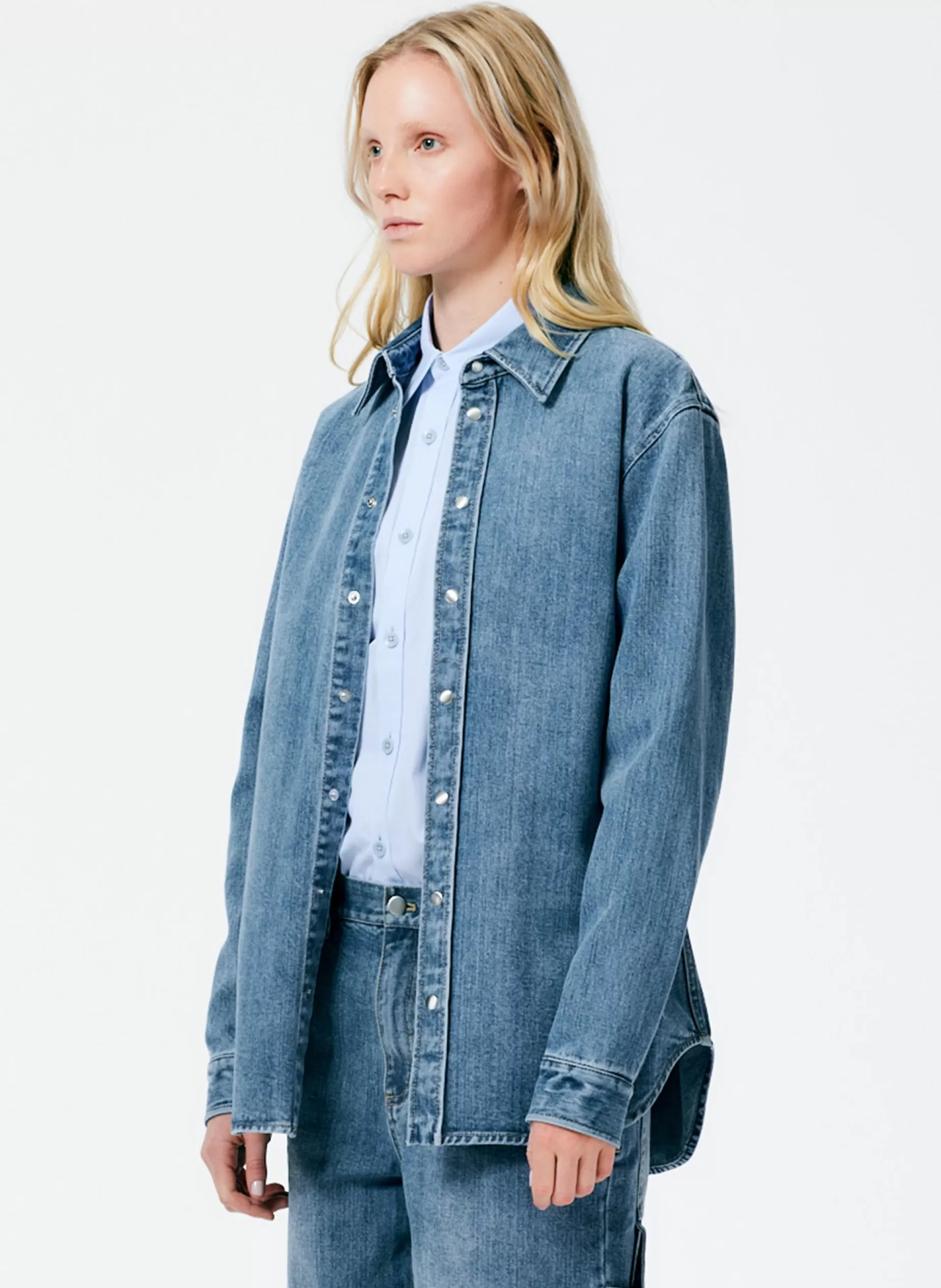 Tibi Denim | Tops-Classic Wash Denim Easy Shirt