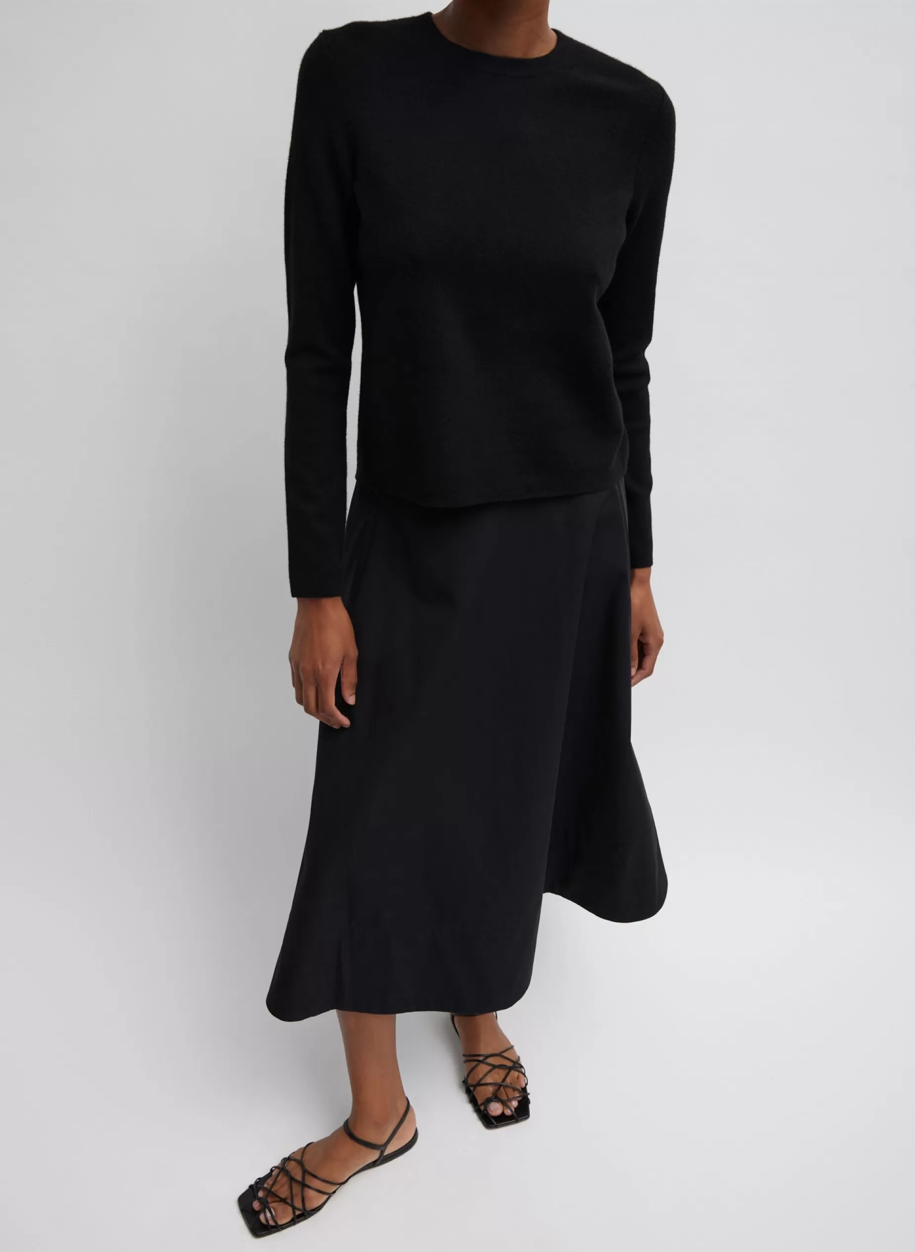 Tibi Tops-Compact Stretch Cashmere Long Sleeve Open Back Sweater