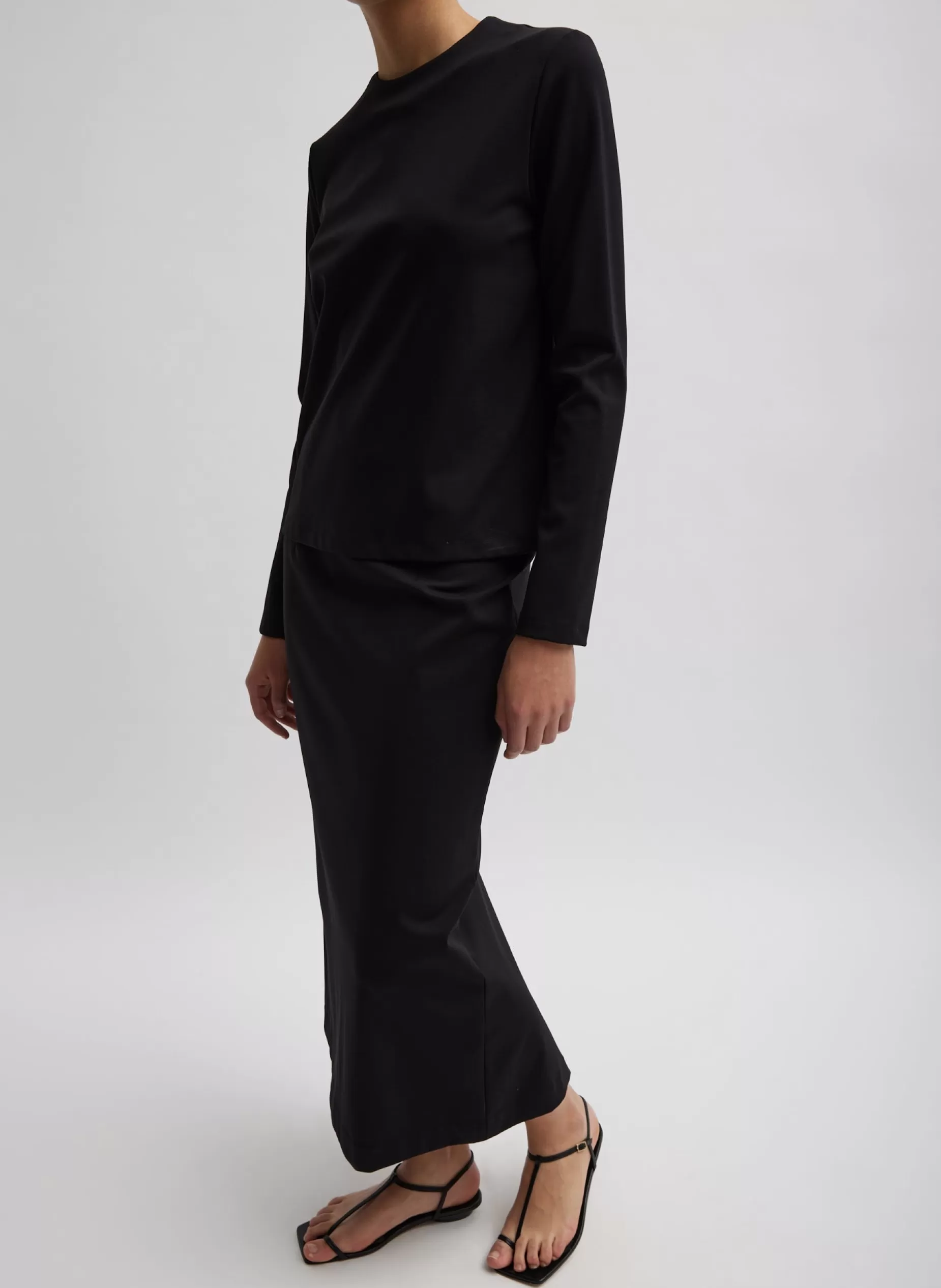 Tibi Tops | Fundamentals - WOFs-Compact Ultra Stretch Knit Long Sleeve Slim Top