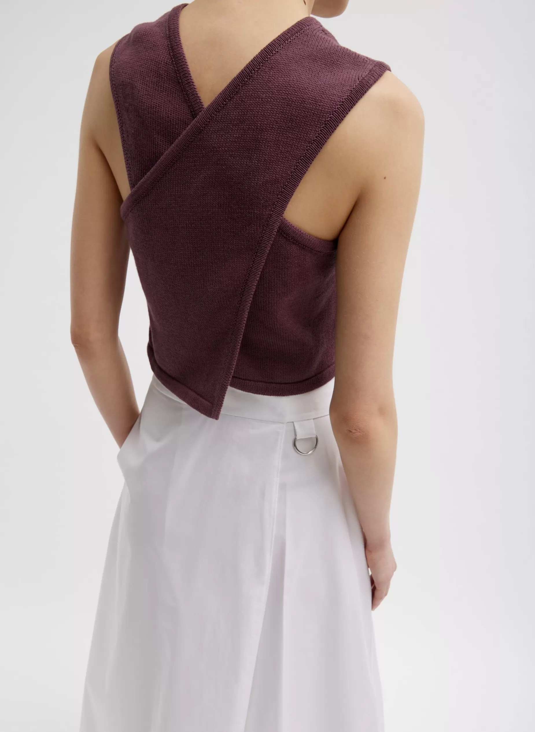 Tibi Knitwear & Sweatshirts | Coming Soon-Cotton Criss Cross Cropped Sleeveless Sweater