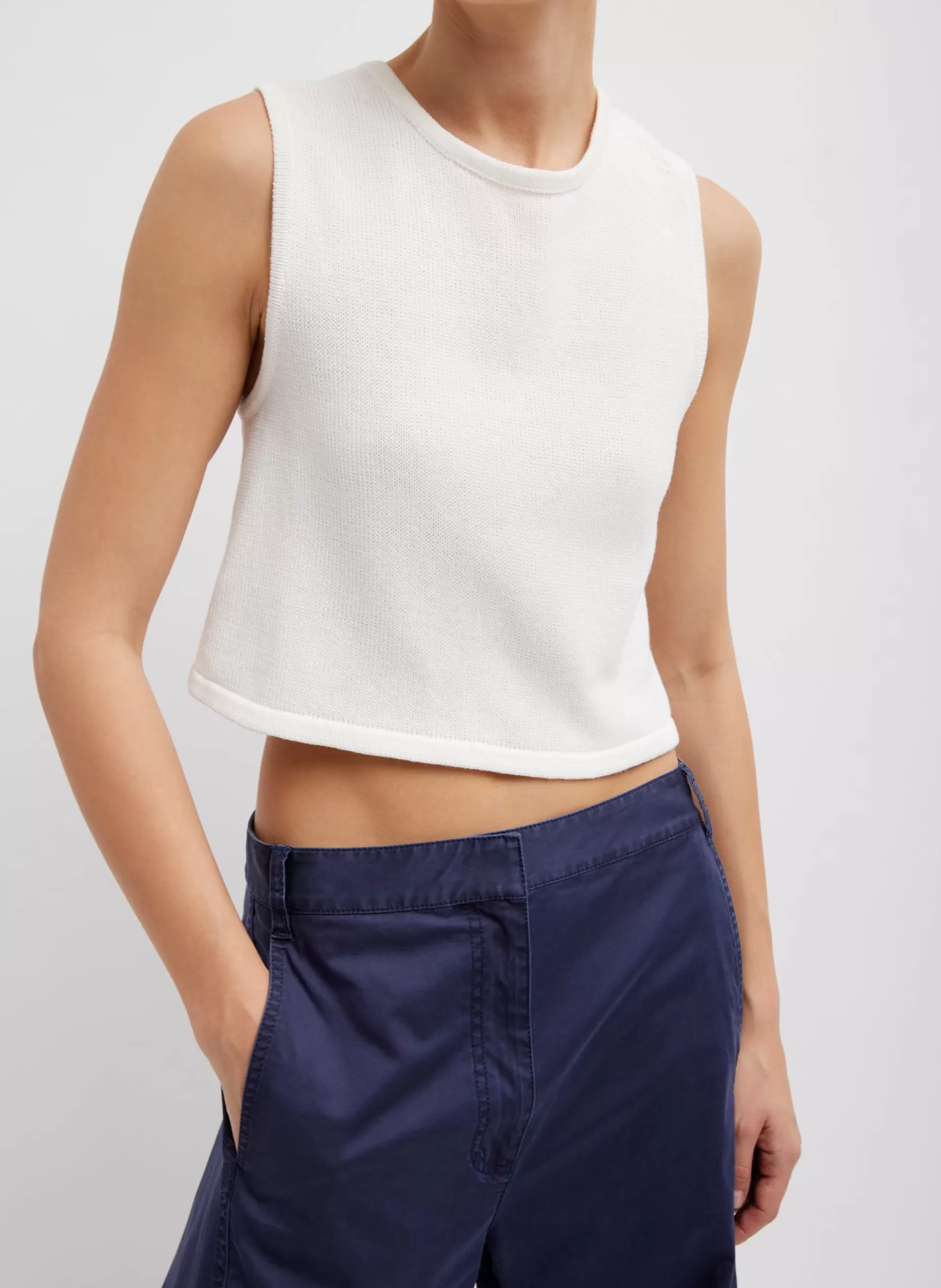 Tibi Knitwear & Sweatshirts | Coming Soon-Cotton Criss Cross Cropped Sleeveless Sweater