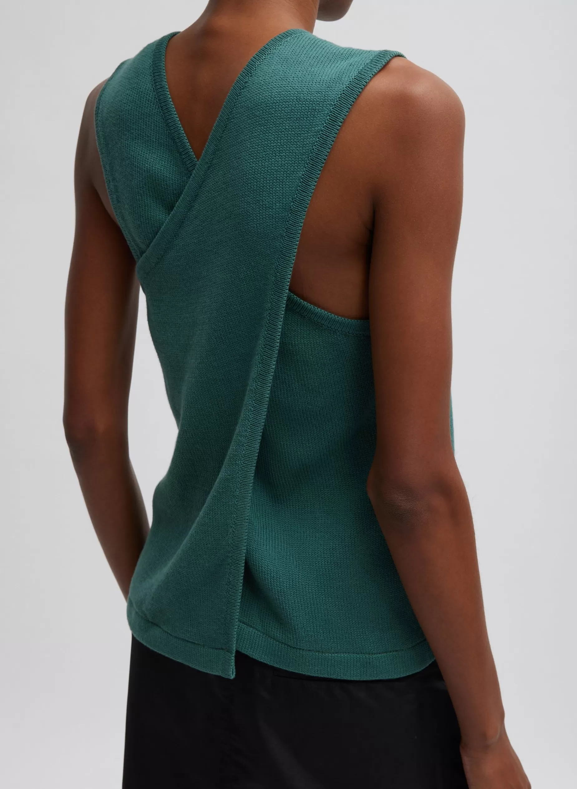 Tibi Knitwear & Sweatshirts-Cotton Criss Cross Sleeveless Sweater