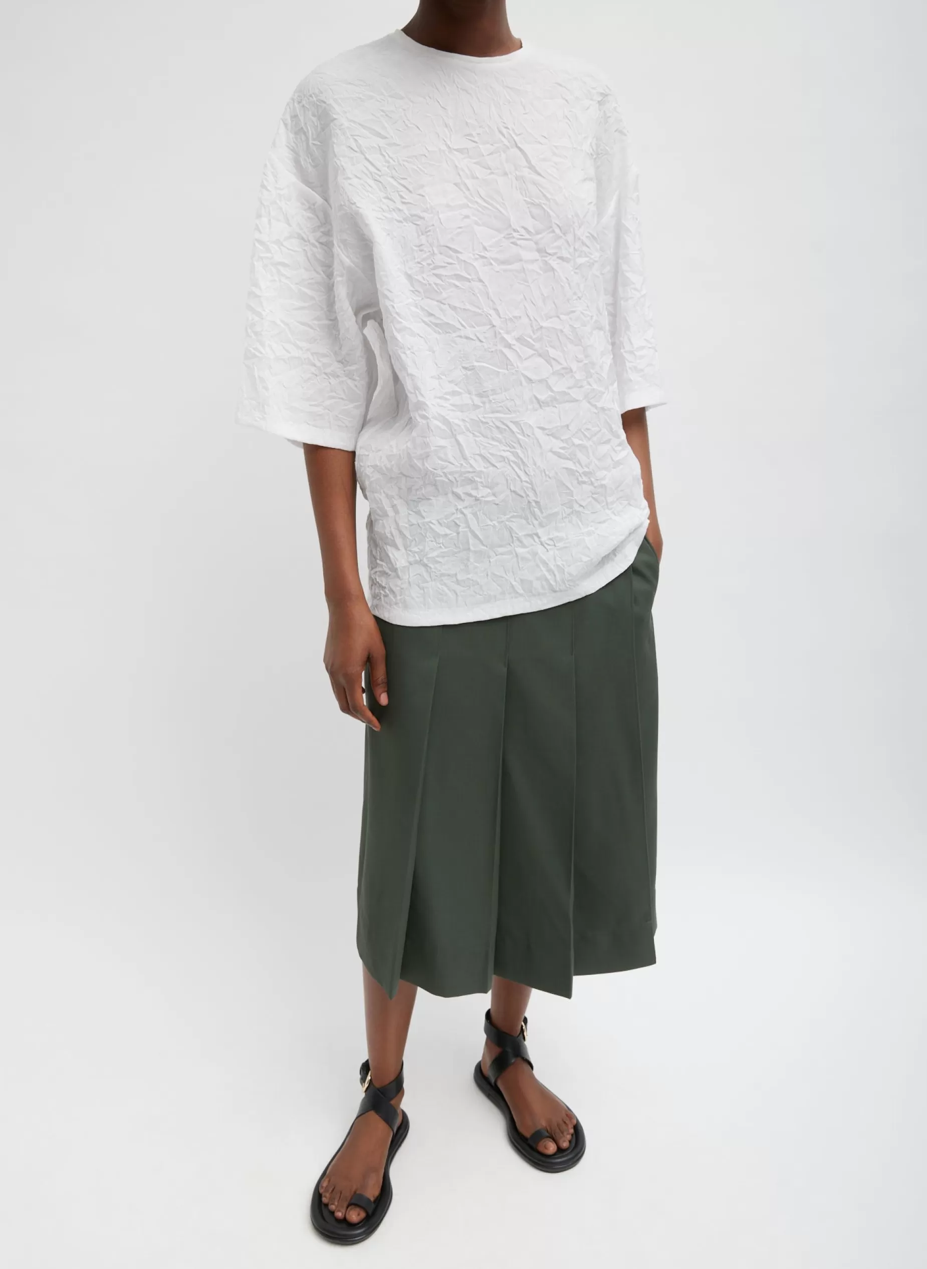 Tibi Tops-Crinkle Shirting Easy T-Shirt