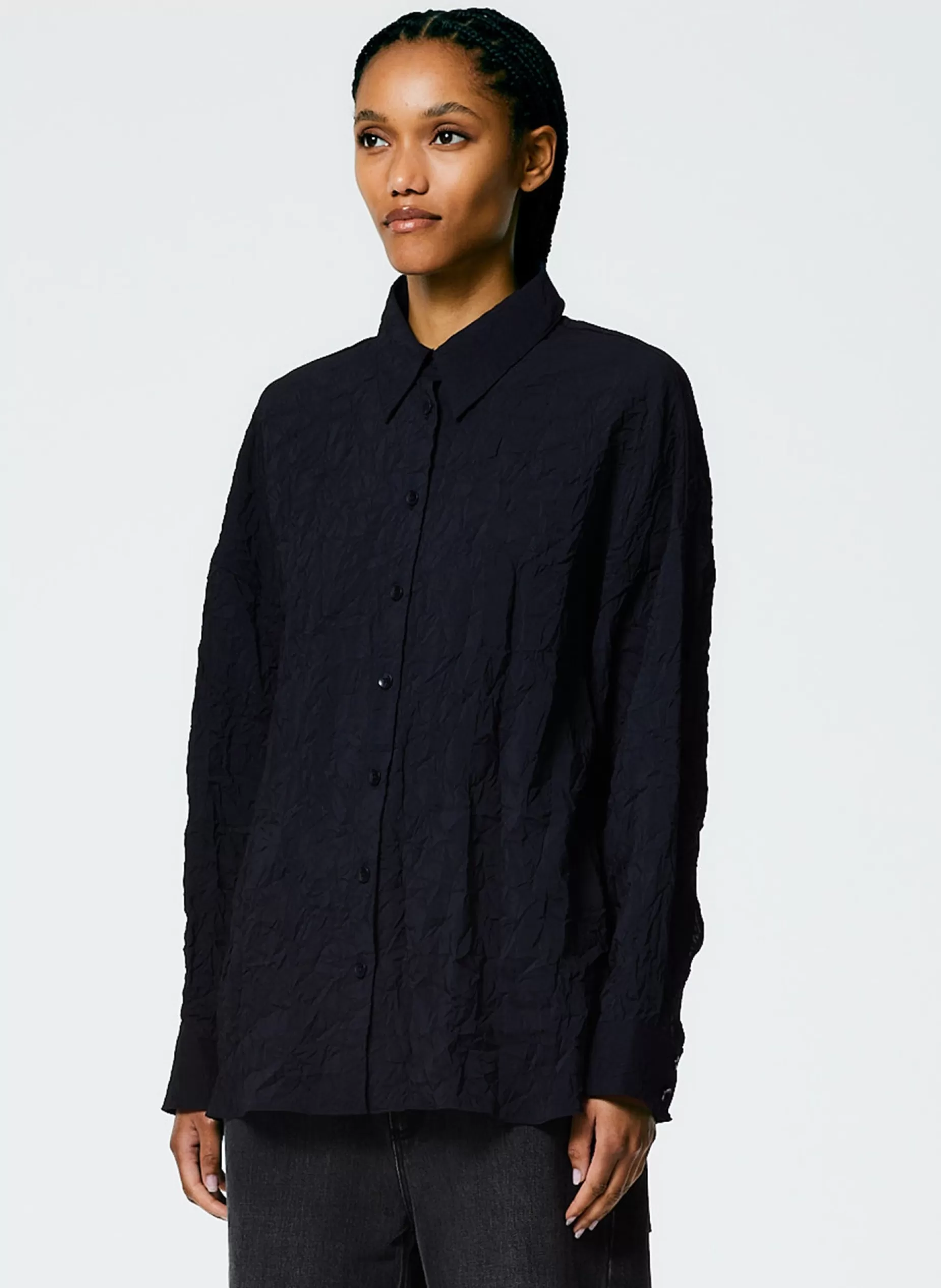 Tibi Tops-Crinkle Shirting Oversized Shirt