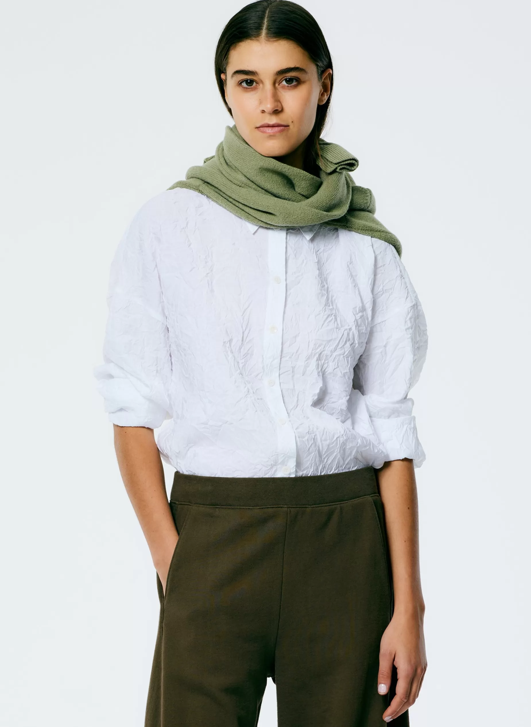 Tibi Tops-Crinkle Shirting Oversized Shirt