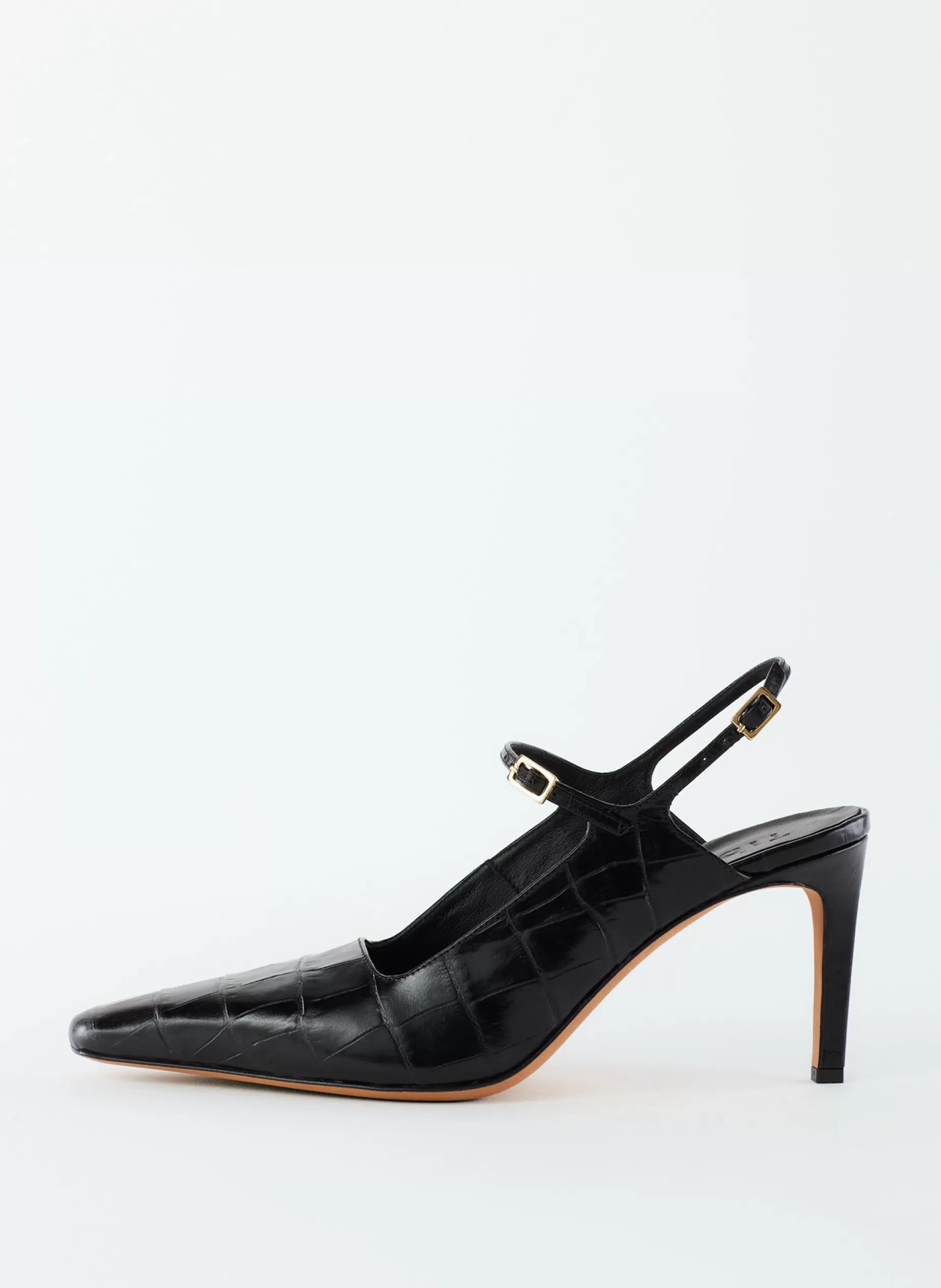 Tibi Heels-Croc Print Bob Slingback