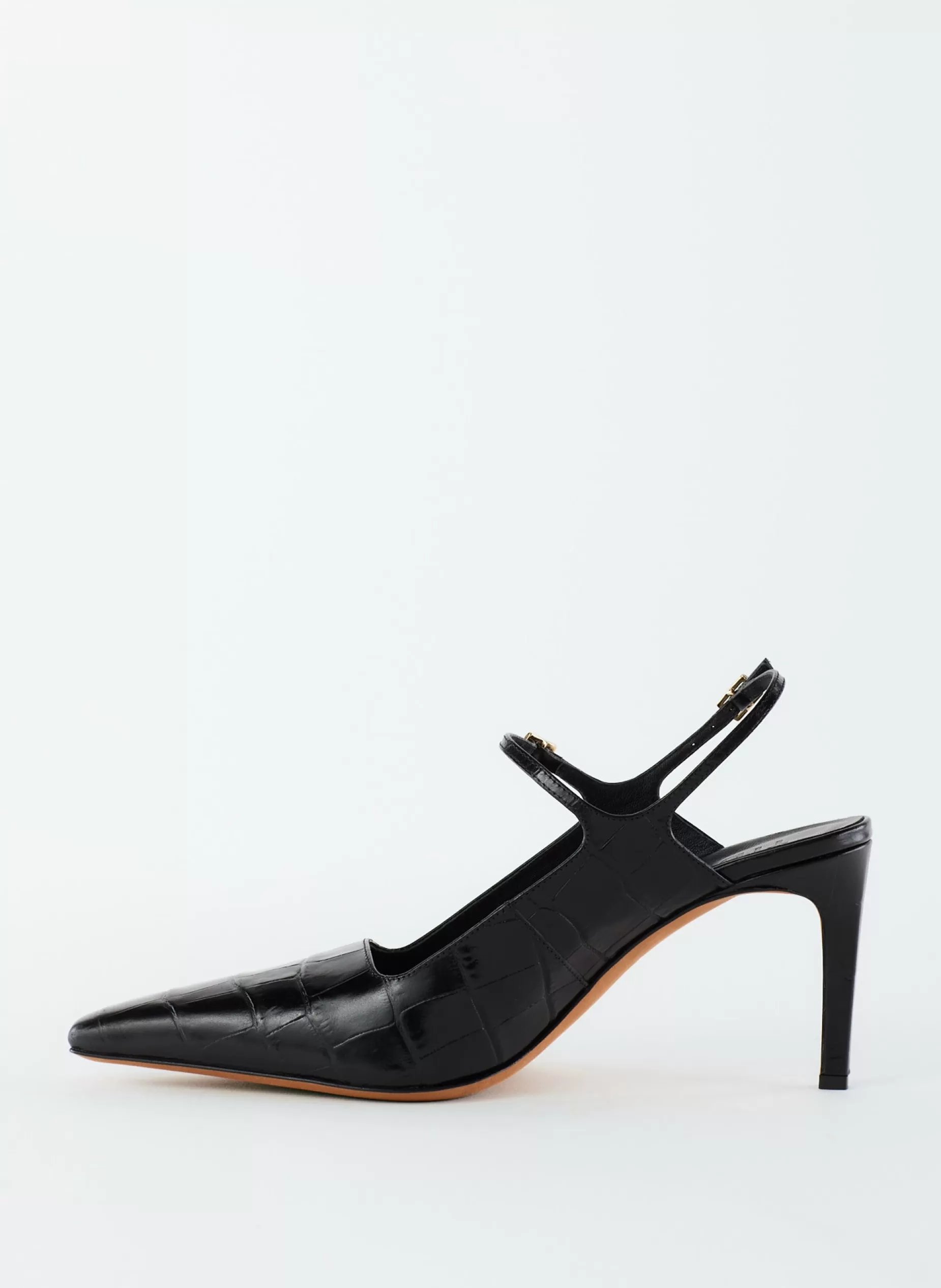 Tibi Heels-Croc Print Bob Slingback