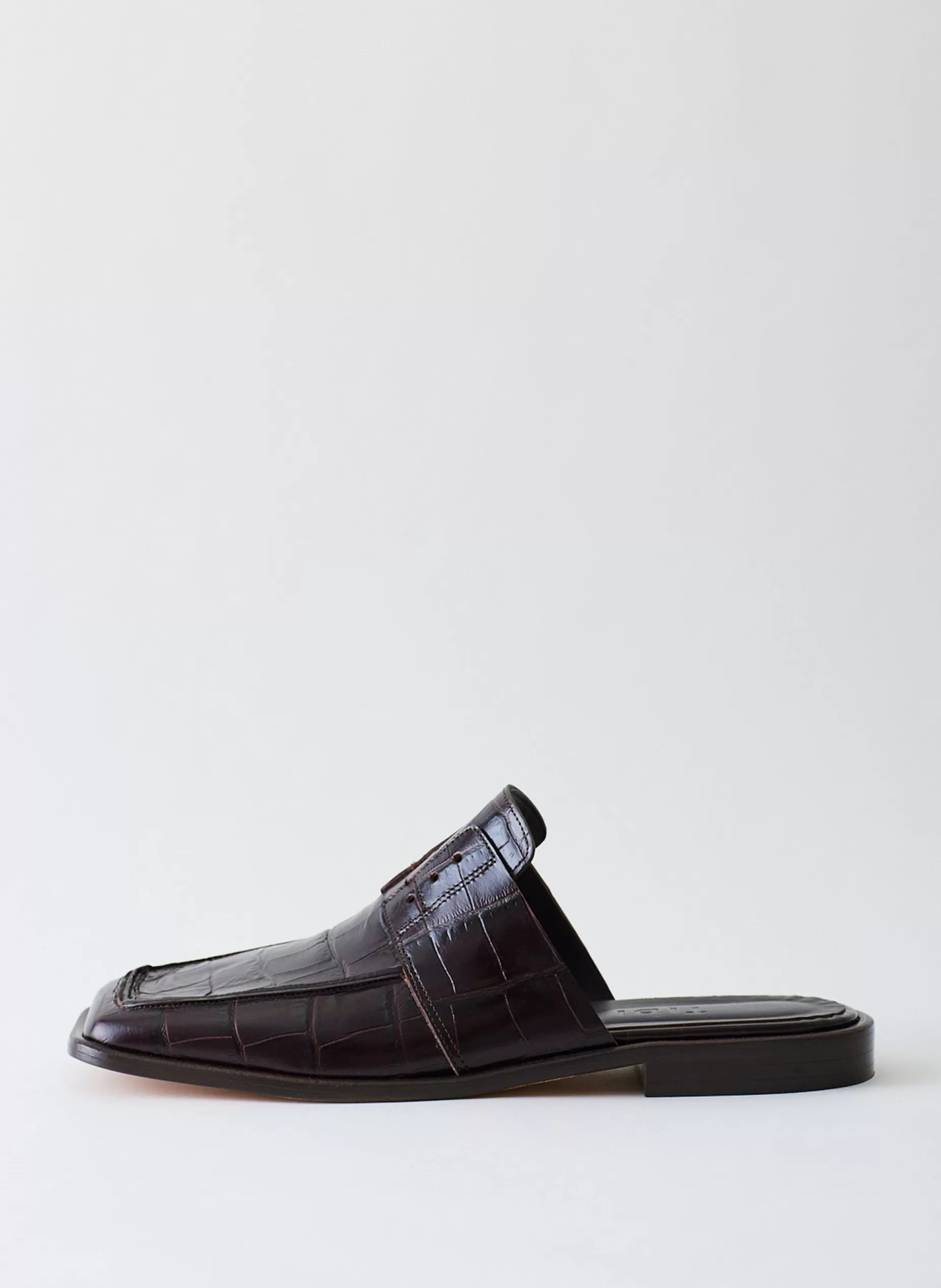 Tibi Flats-Croc Print Pedro Slide Square Toe Loafer