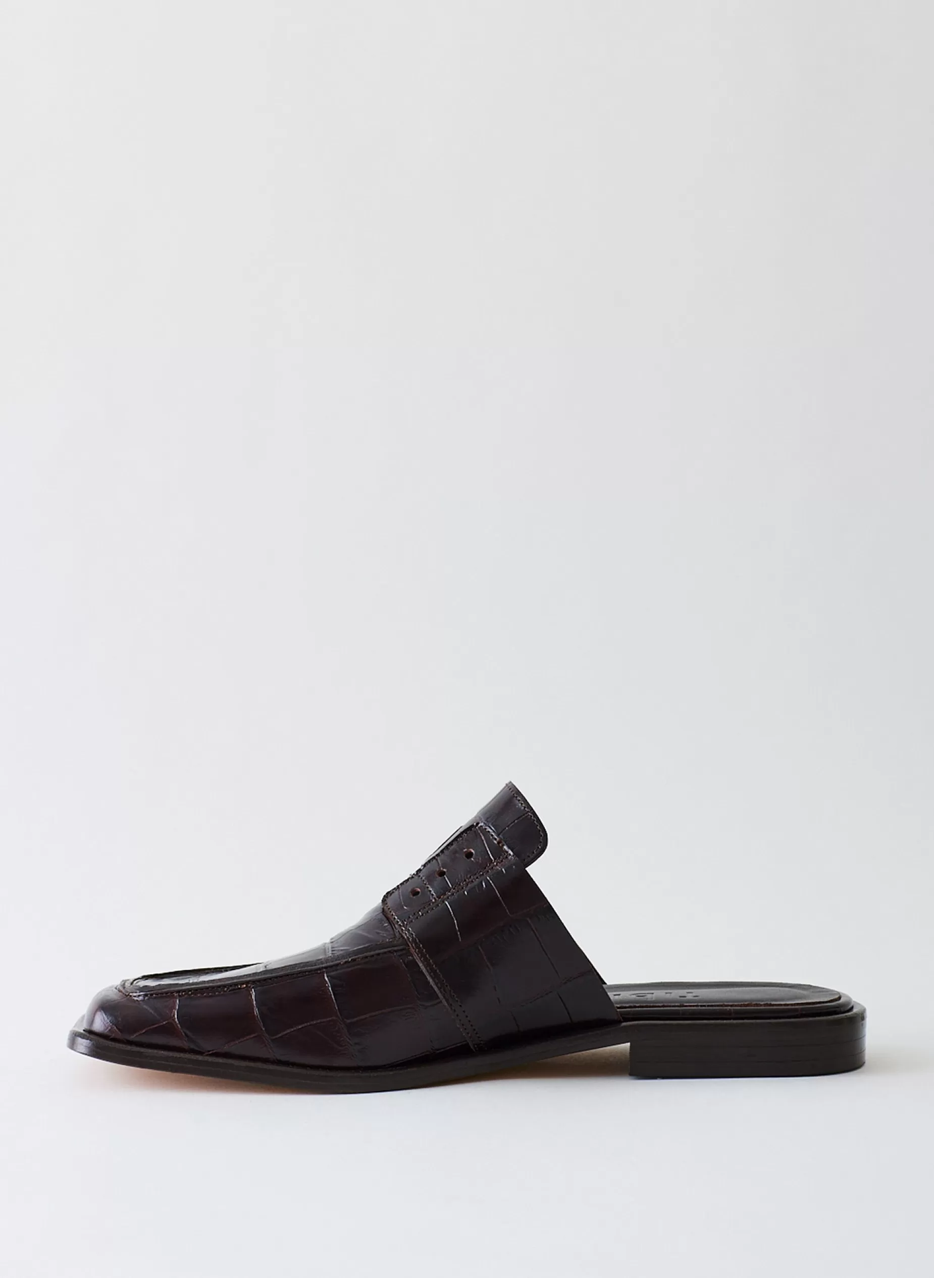 Tibi Flats-Croc Print Pedro Slide Square Toe Loafer