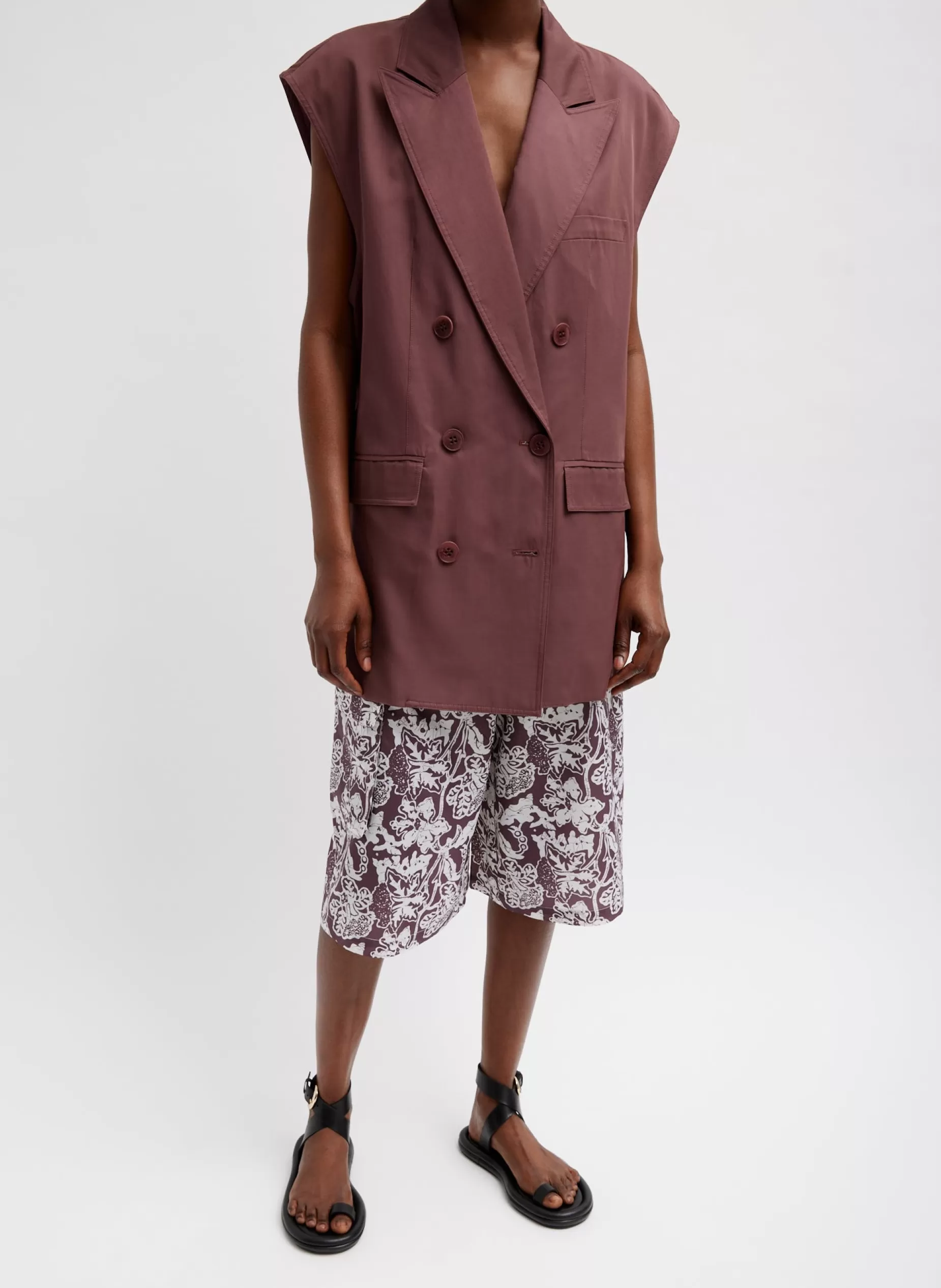 Tibi Suits | Jackets & Outerwear-Drapey Suiting Oversized Double Breasted Vest