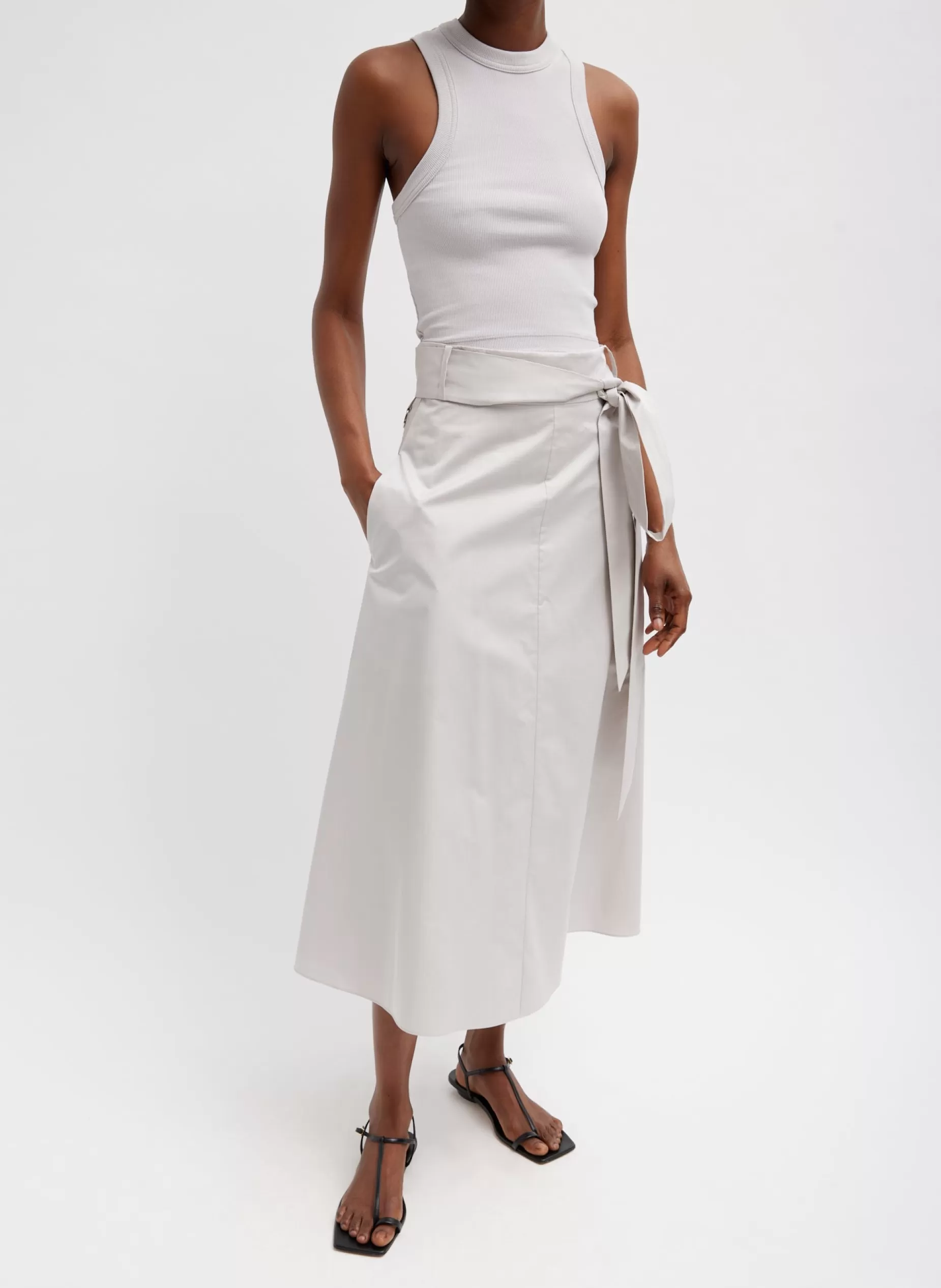 Tibi Skirts-Eco Poplin Back Wrap Skirt