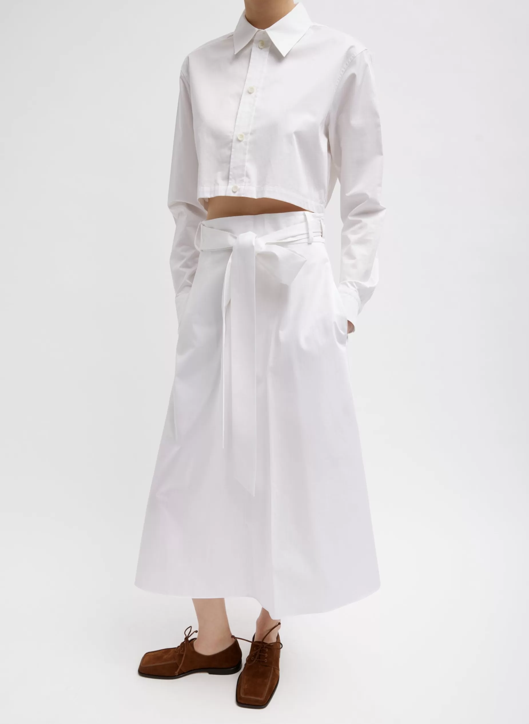 Tibi Skirts-Eco Poplin Back Wrap Skirt