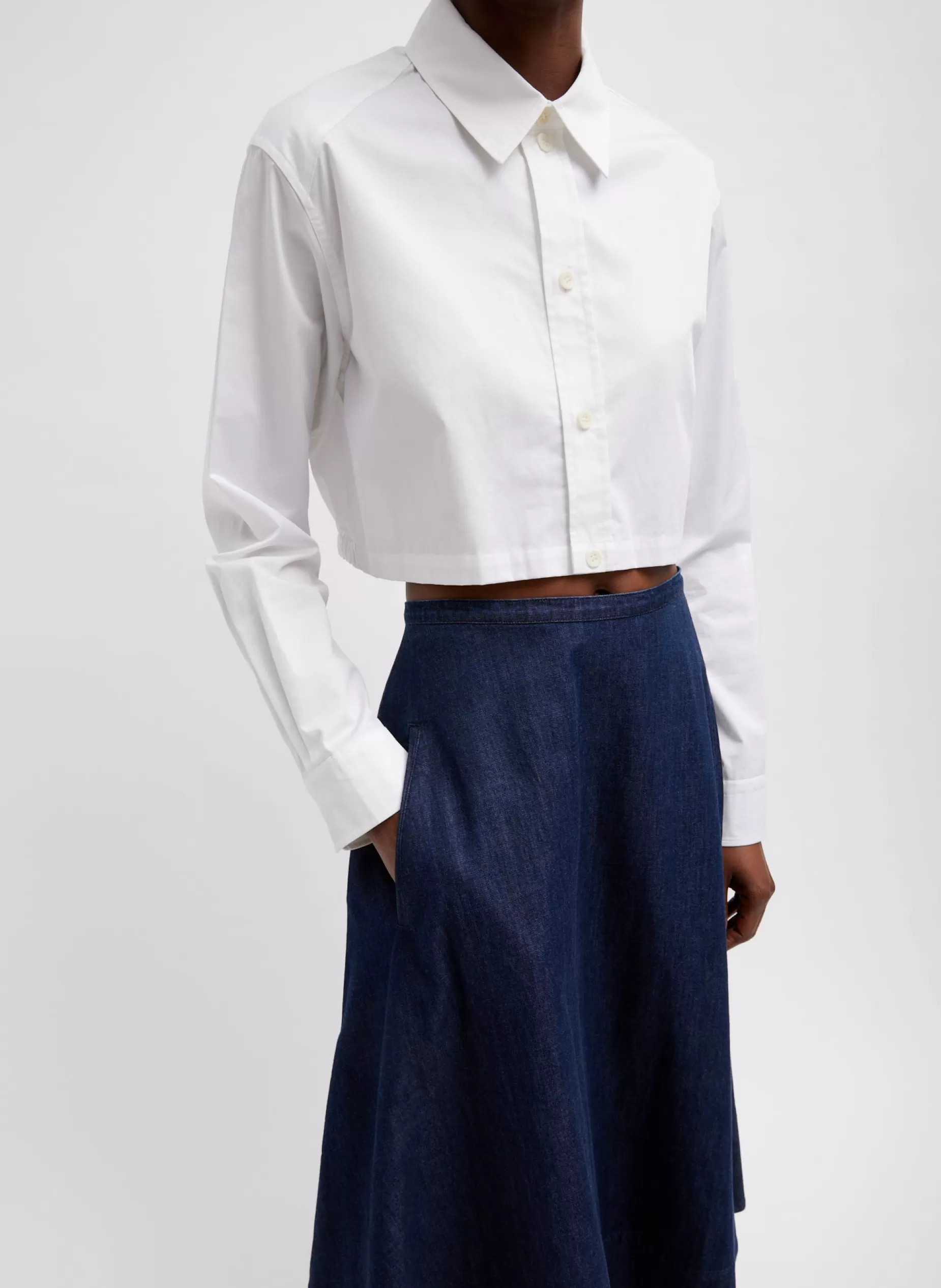 Tibi Tops-Eco Poplin Cropped Shirt