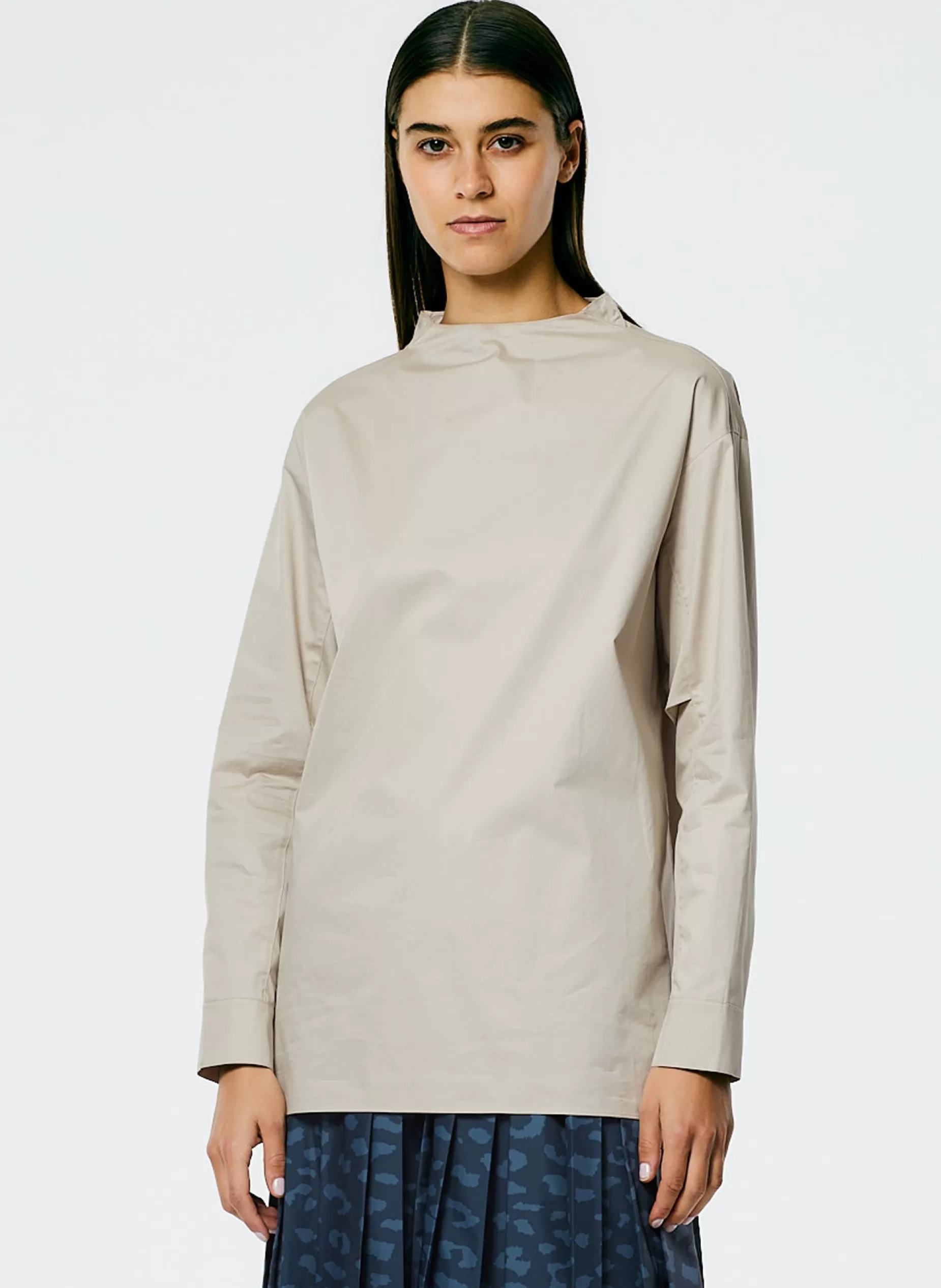 Tibi Tops-Eco Poplin Funnelneck Top