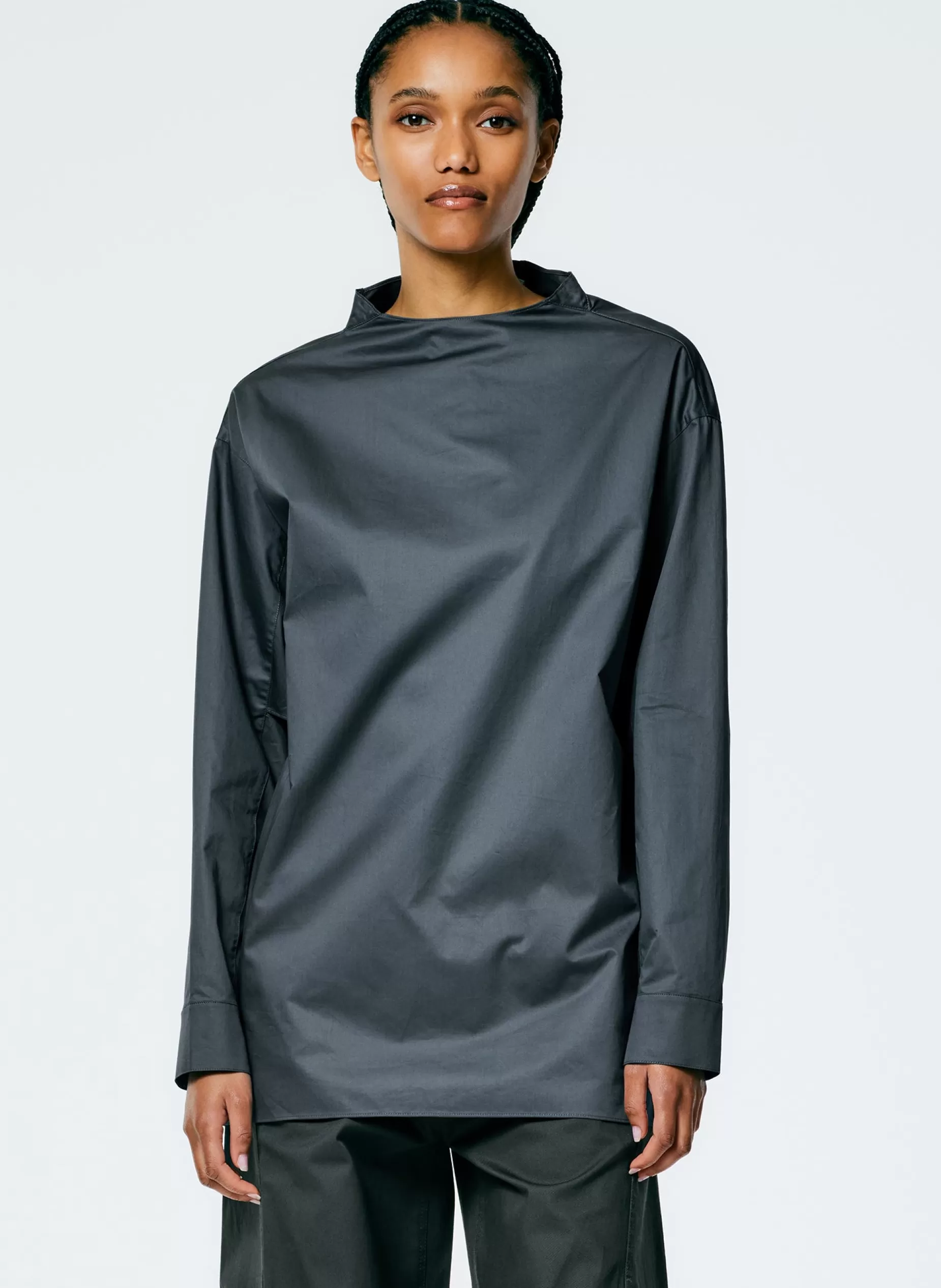 Tibi Tops-Eco Poplin Funnelneck Top