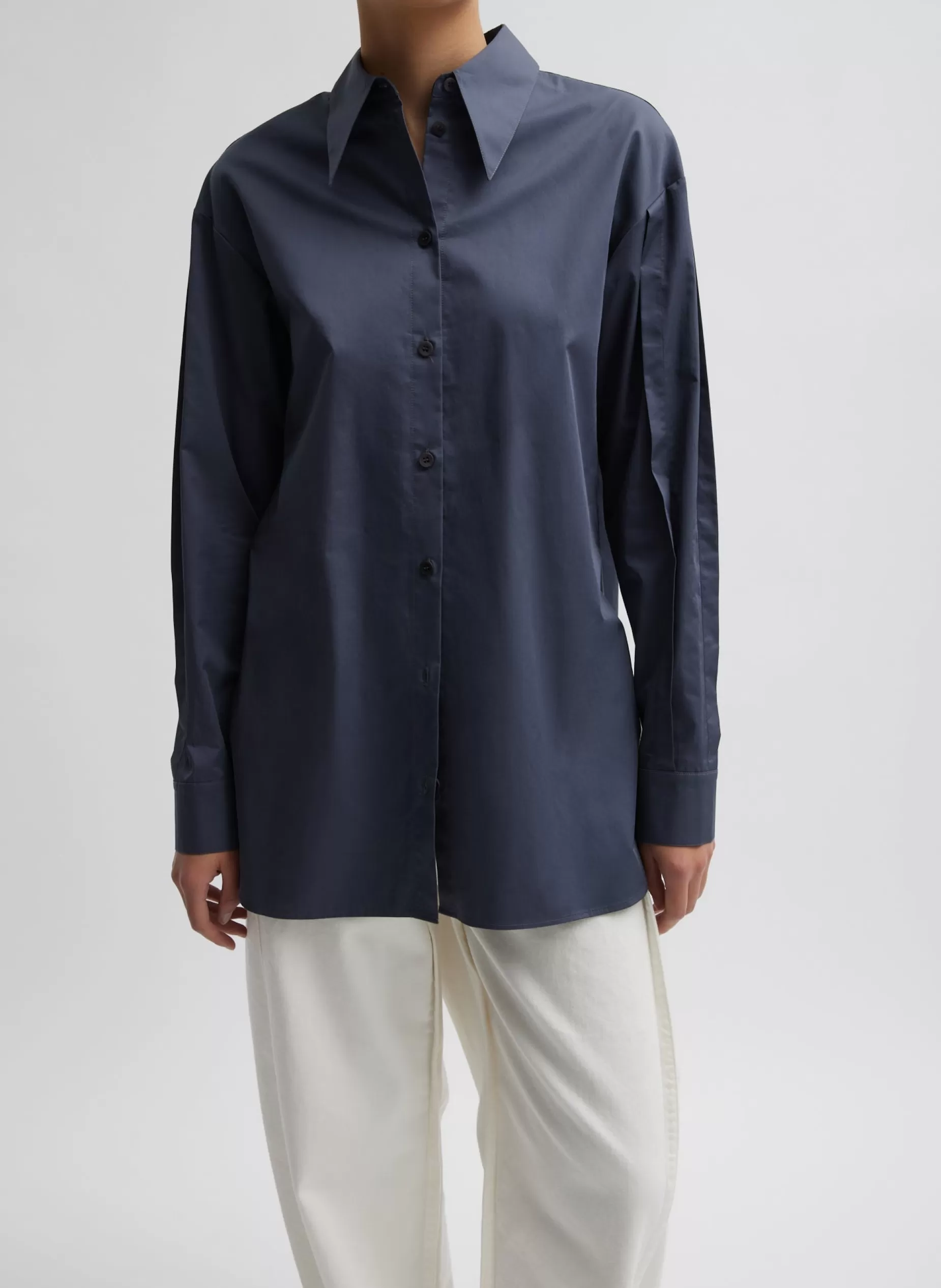 Tibi Tops-Eco Poplin Shirt With Tucked Sleeve