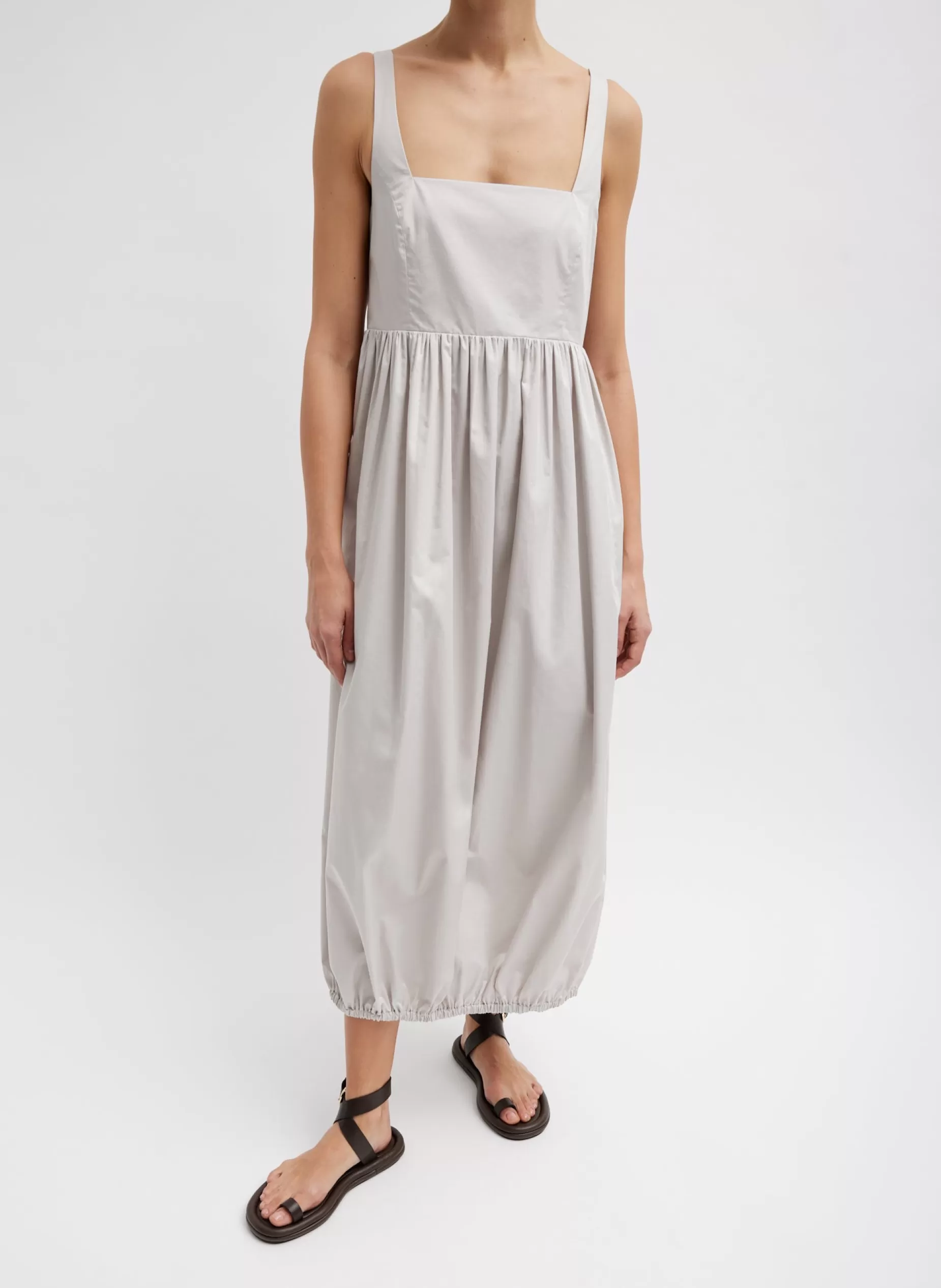 Tibi Dresses-Eco Poplin Square Neck Sculpted Dress