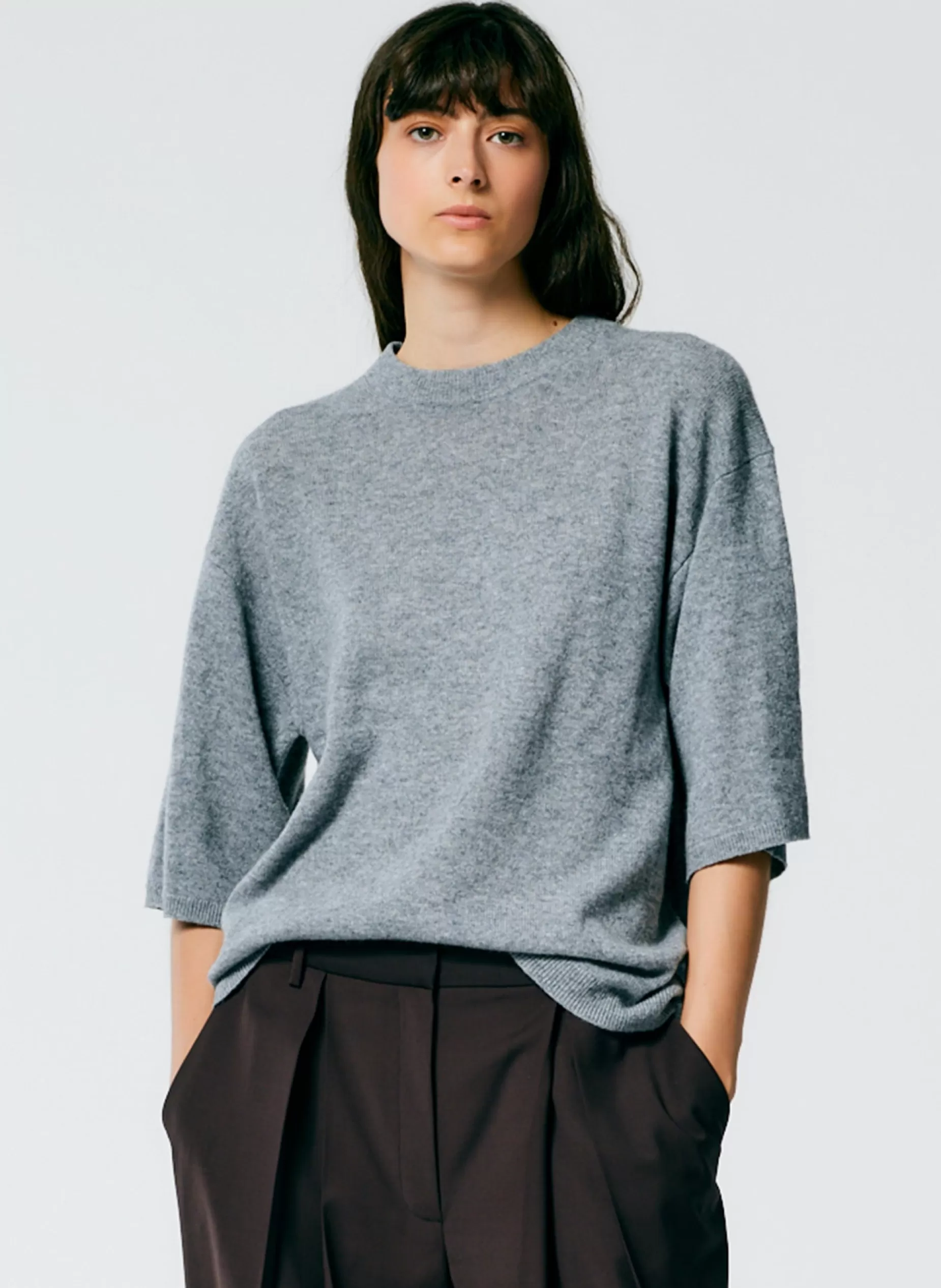 Tibi Knitwear & Sweatshirts | Fundamentals - WOFs-Feather Weight Cashmere Oversized Easy T-Shirt