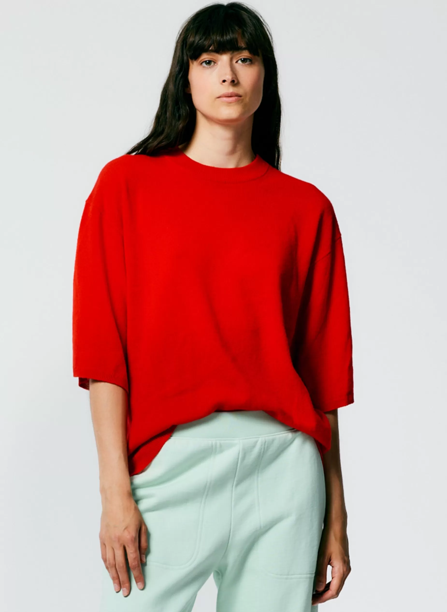 Tibi Knitwear & Sweatshirts | Fundamentals - WOFs-Feather Weight Cashmere Oversized Easy T-Shirt