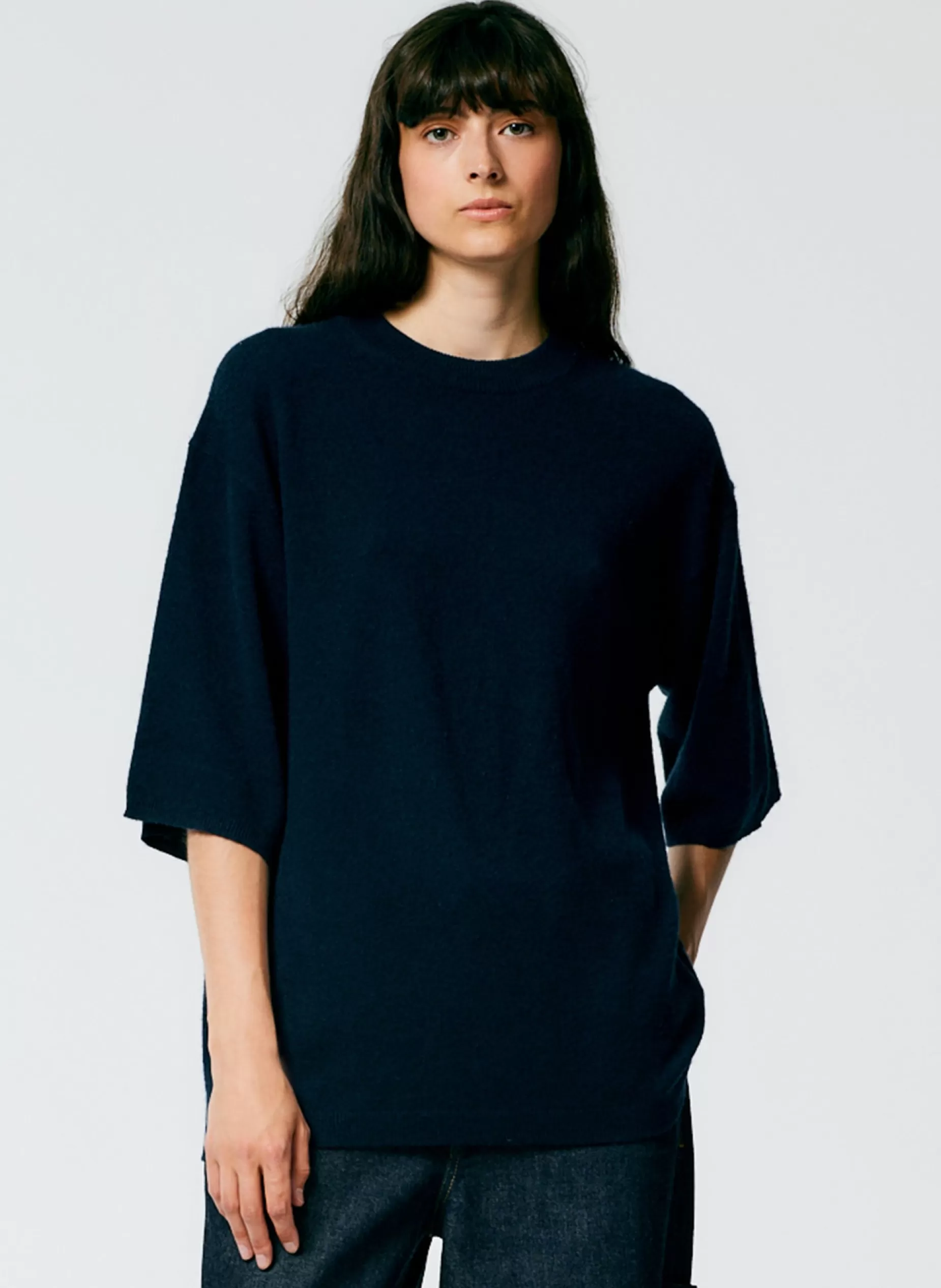 Tibi Knitwear & Sweatshirts | Fundamentals - WOFs-Feather Weight Cashmere Oversized Easy T-Shirt