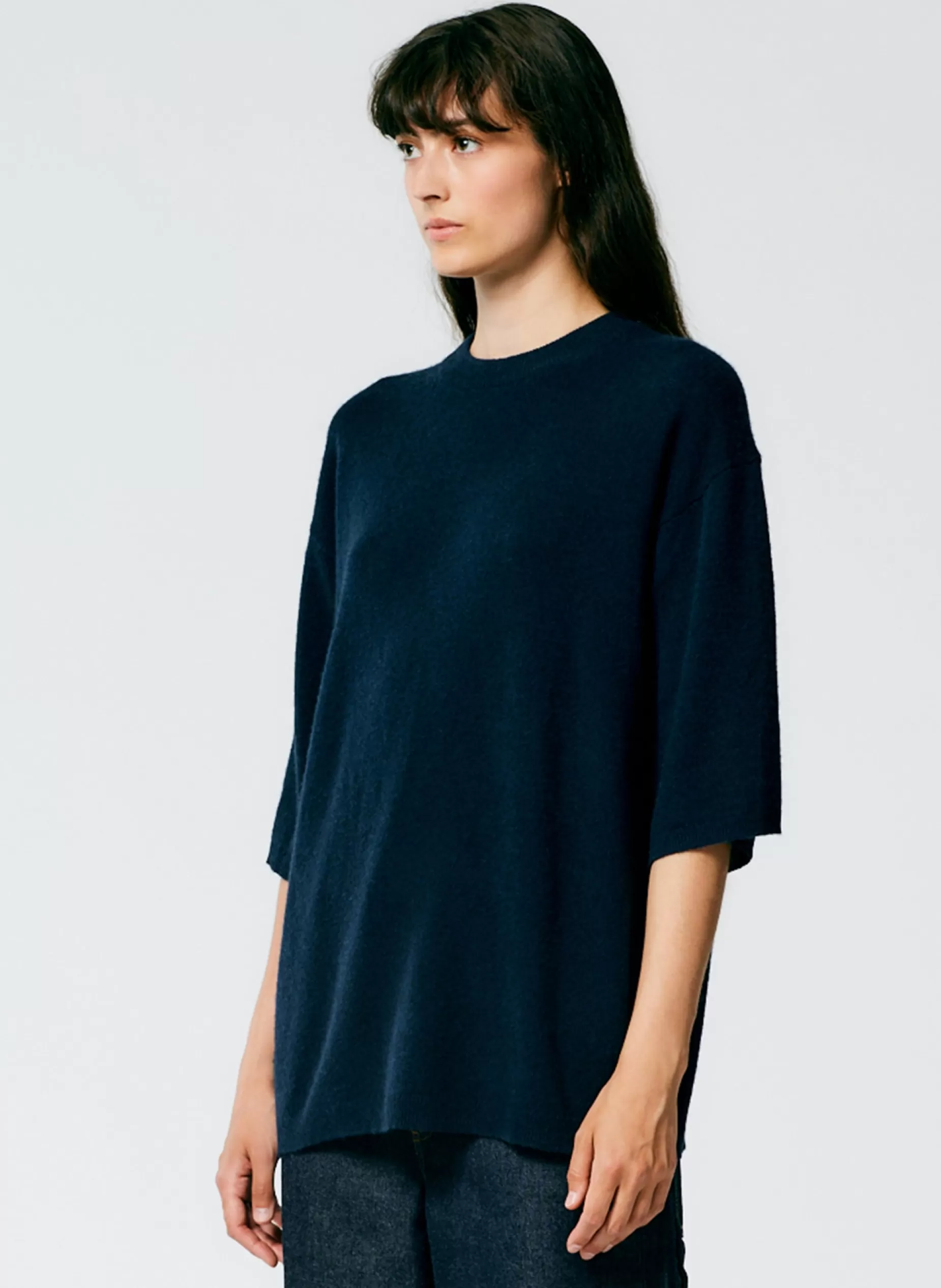 Tibi Knitwear & Sweatshirts | Fundamentals - WOFs-Feather Weight Cashmere Oversized Easy T-Shirt