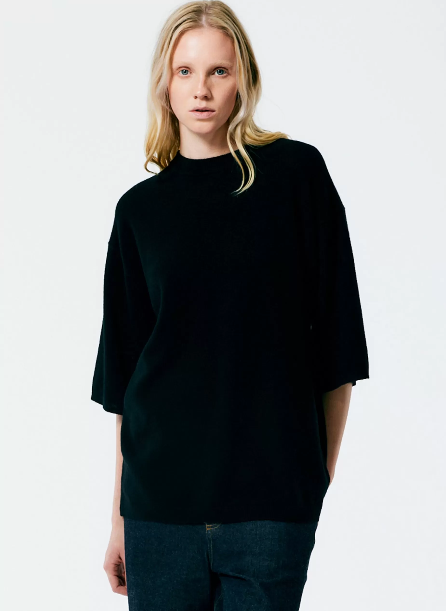 Tibi Knitwear & Sweatshirts | Fundamentals - WOFs-Feather Weight Cashmere Oversized Easy T-Shirt