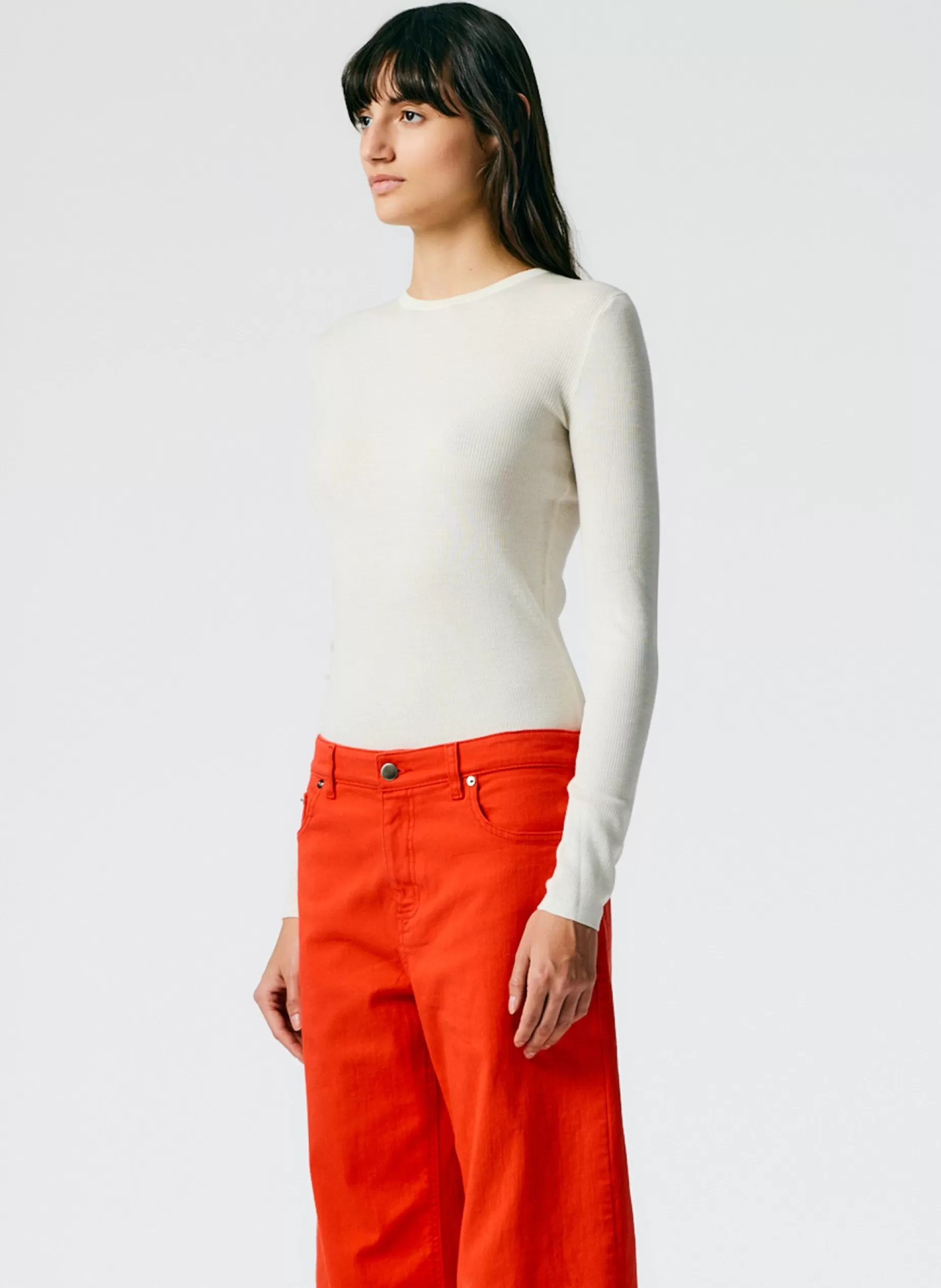 Tibi Knitwear & Sweatshirts | Fundamentals - WOFs-Feather Weight Ribbed Crewneck Pullover Sweater