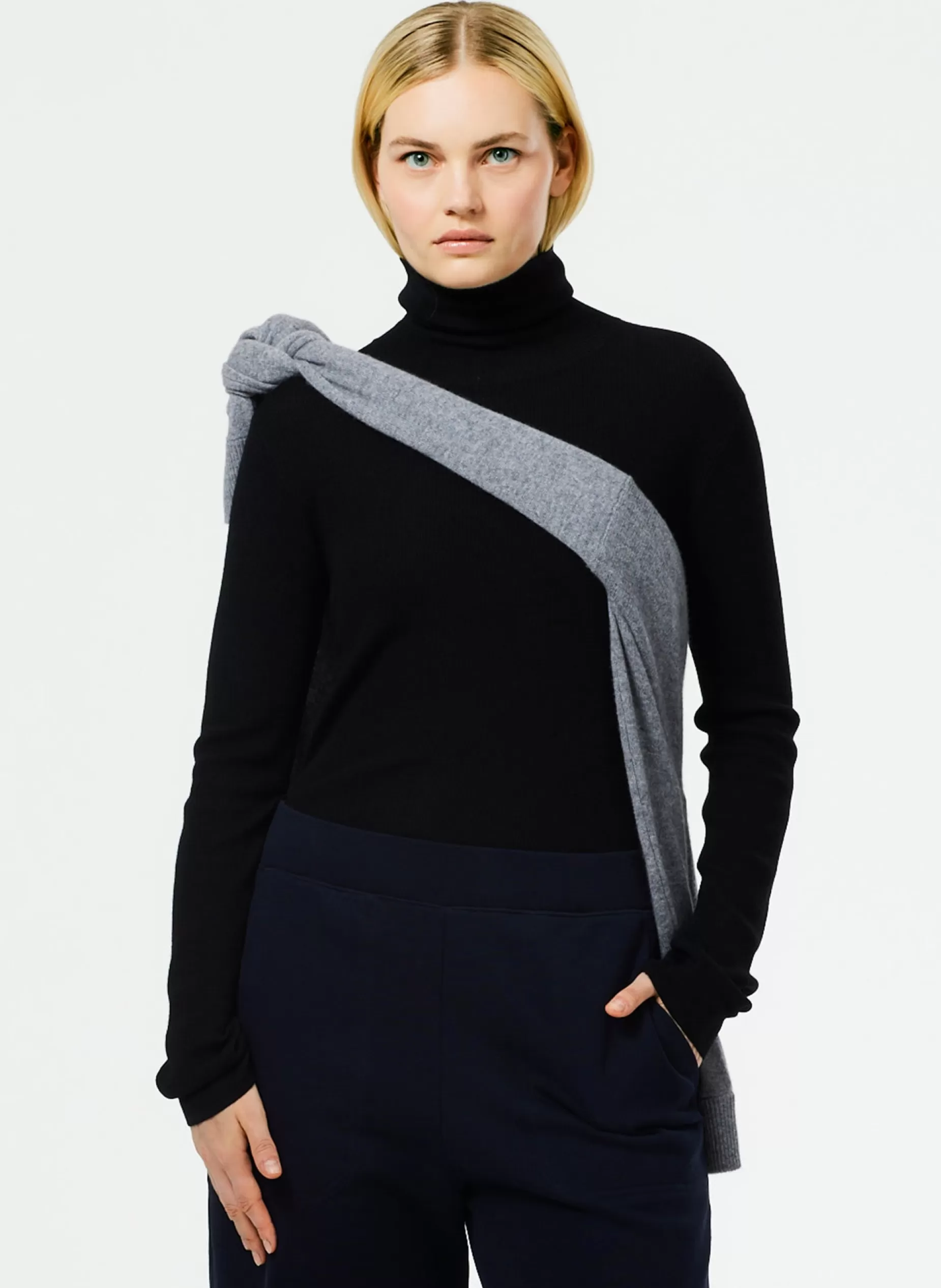 Tibi Knitwear & Sweatshirts-Featherweight Ribbed Sweater Turtleneck Pullover