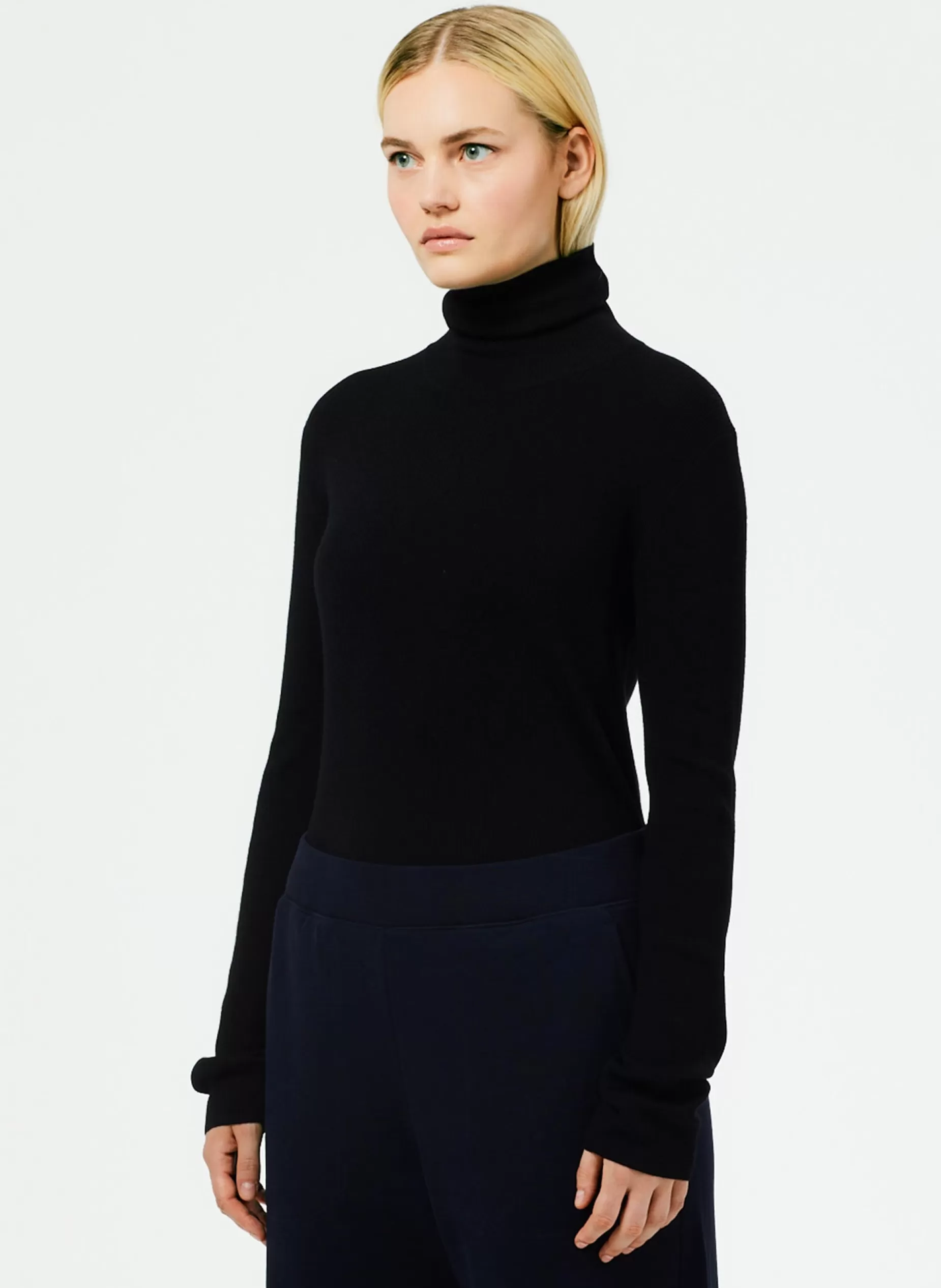 Tibi Knitwear & Sweatshirts-Featherweight Ribbed Sweater Turtleneck Pullover