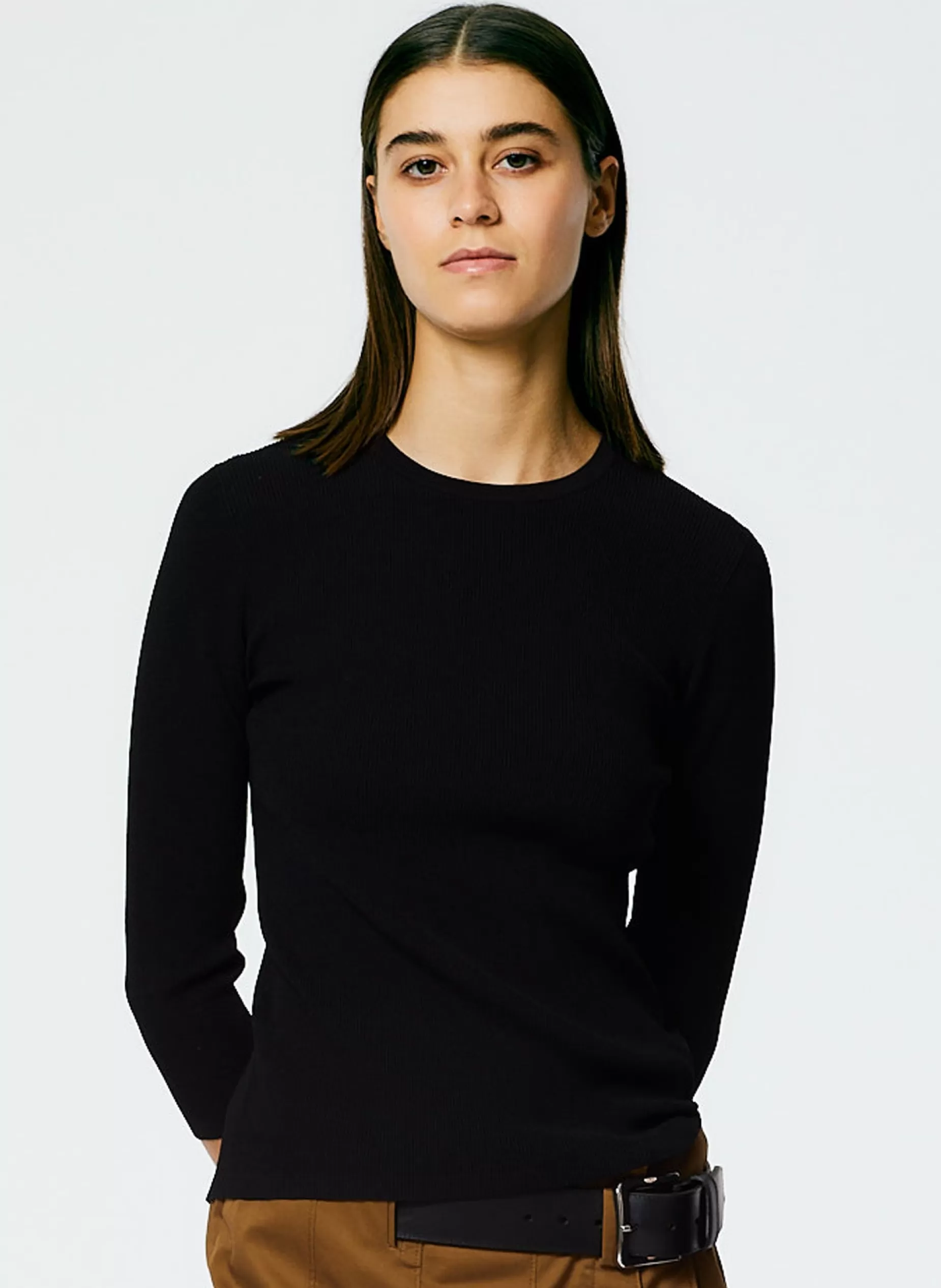 Tibi Tops-Giselle Stretch Sweater Circle Openback Pullover