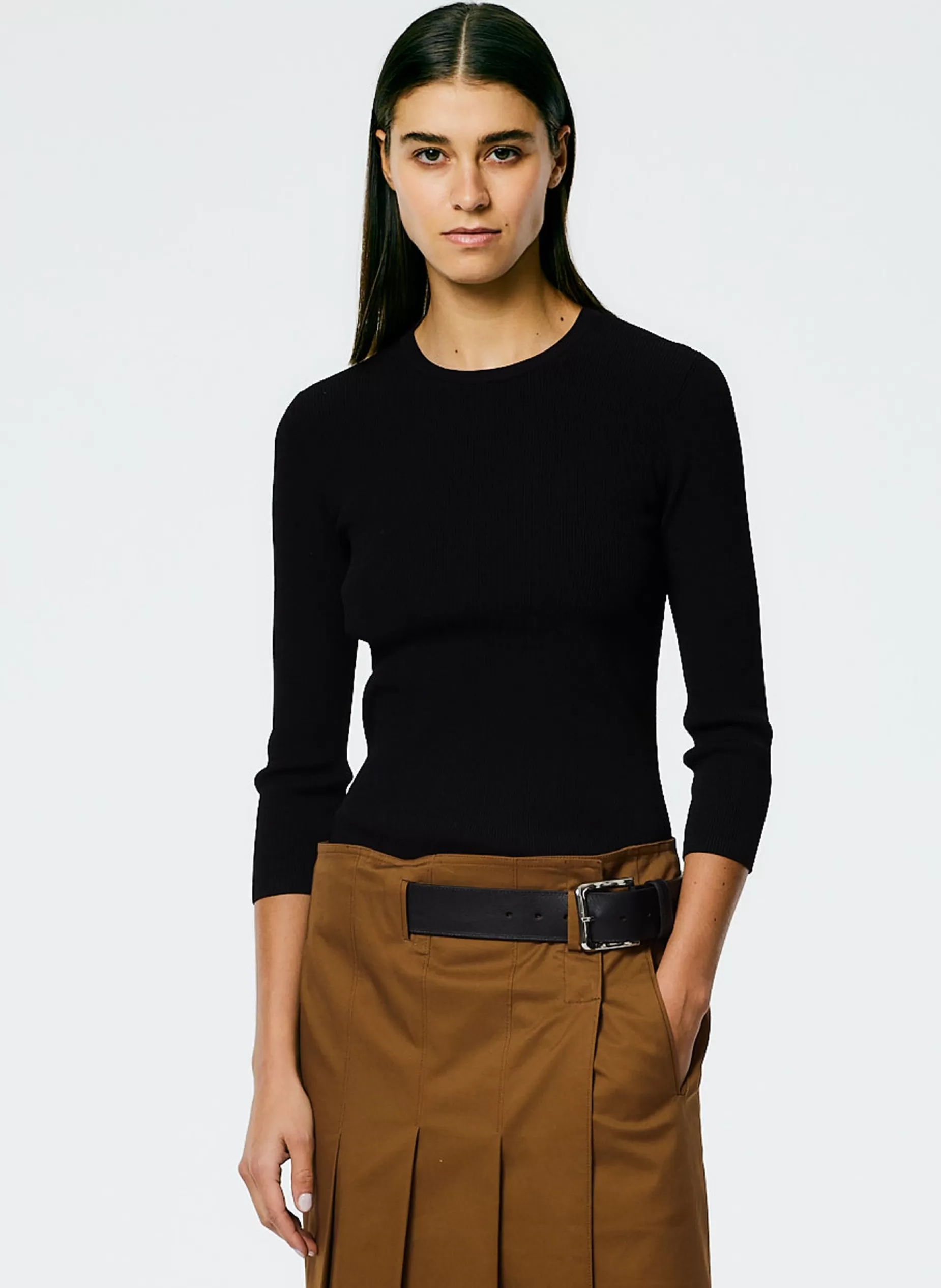 Tibi Tops-Giselle Stretch Sweater Circle Openback Pullover