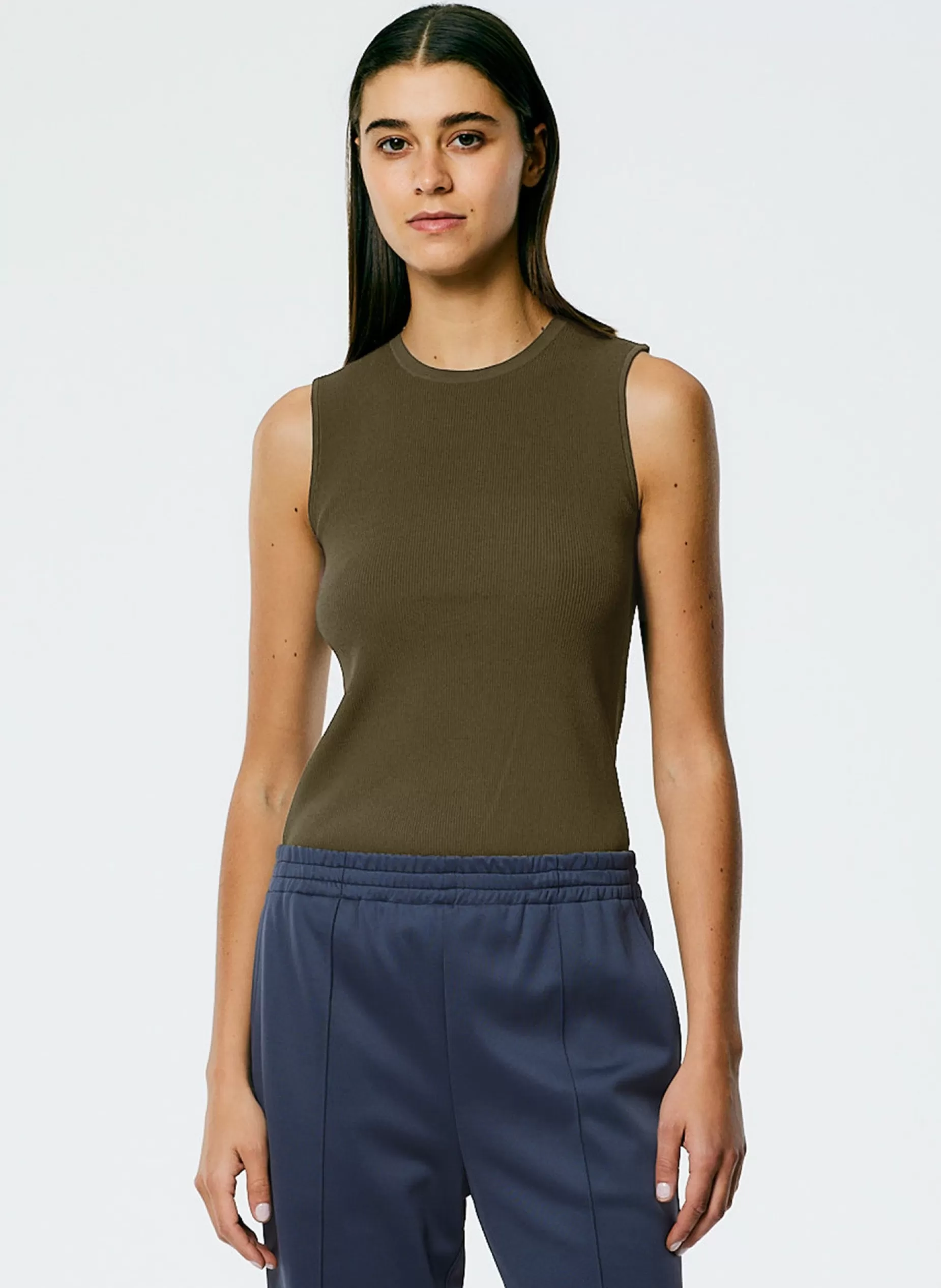 Tibi Tops-Giselle Stretch Sweater Circle Openback Tank