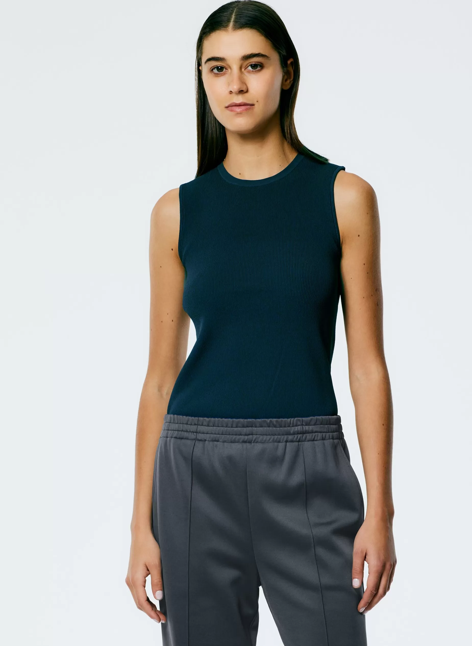 Tibi Tops-Giselle Stretch Sweater Circle Openback Tank