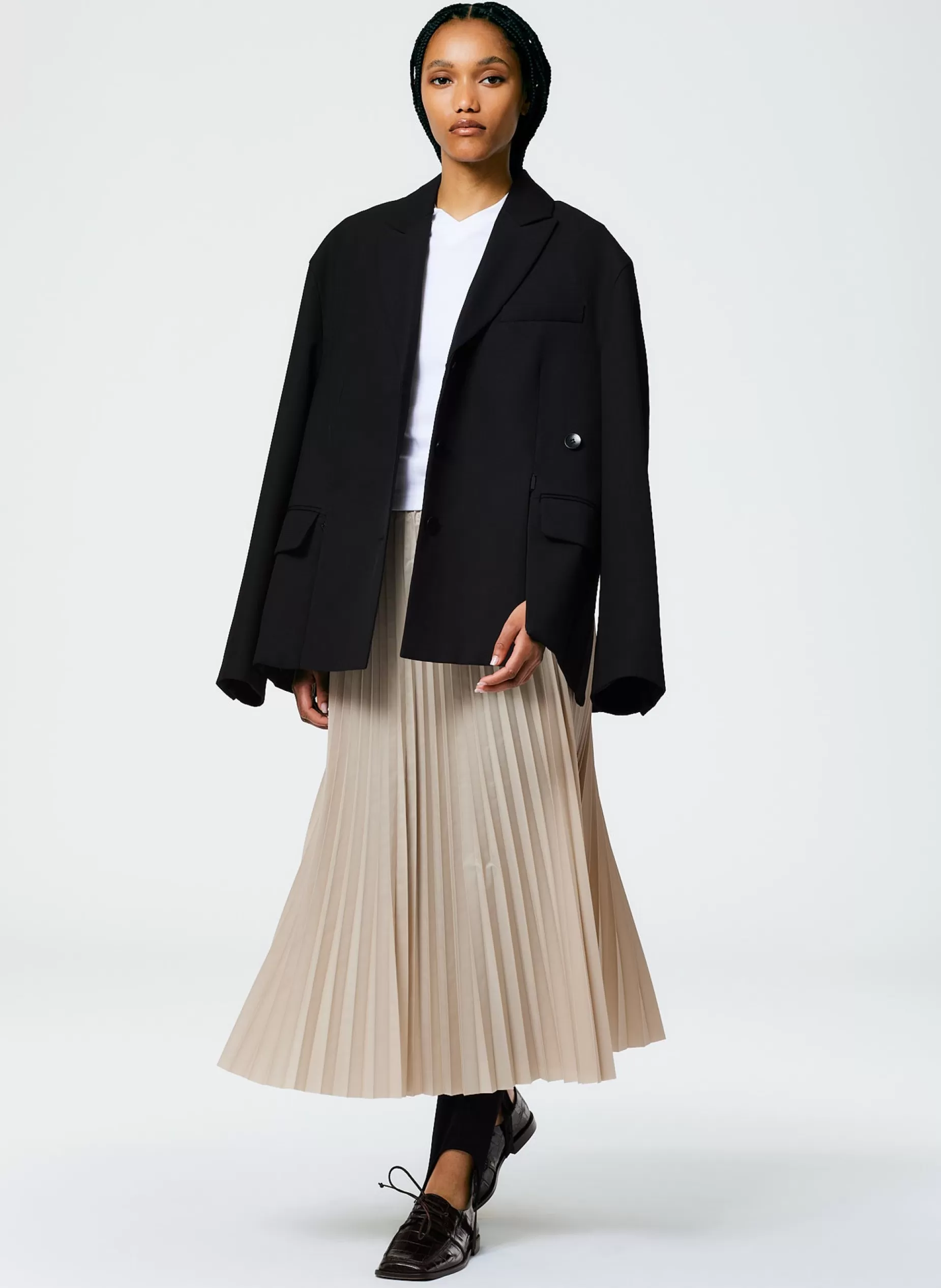 Tibi Suits | Jackets & Outerwear-Grain De Poudre Liam Blazer With Slit Zipper Detail