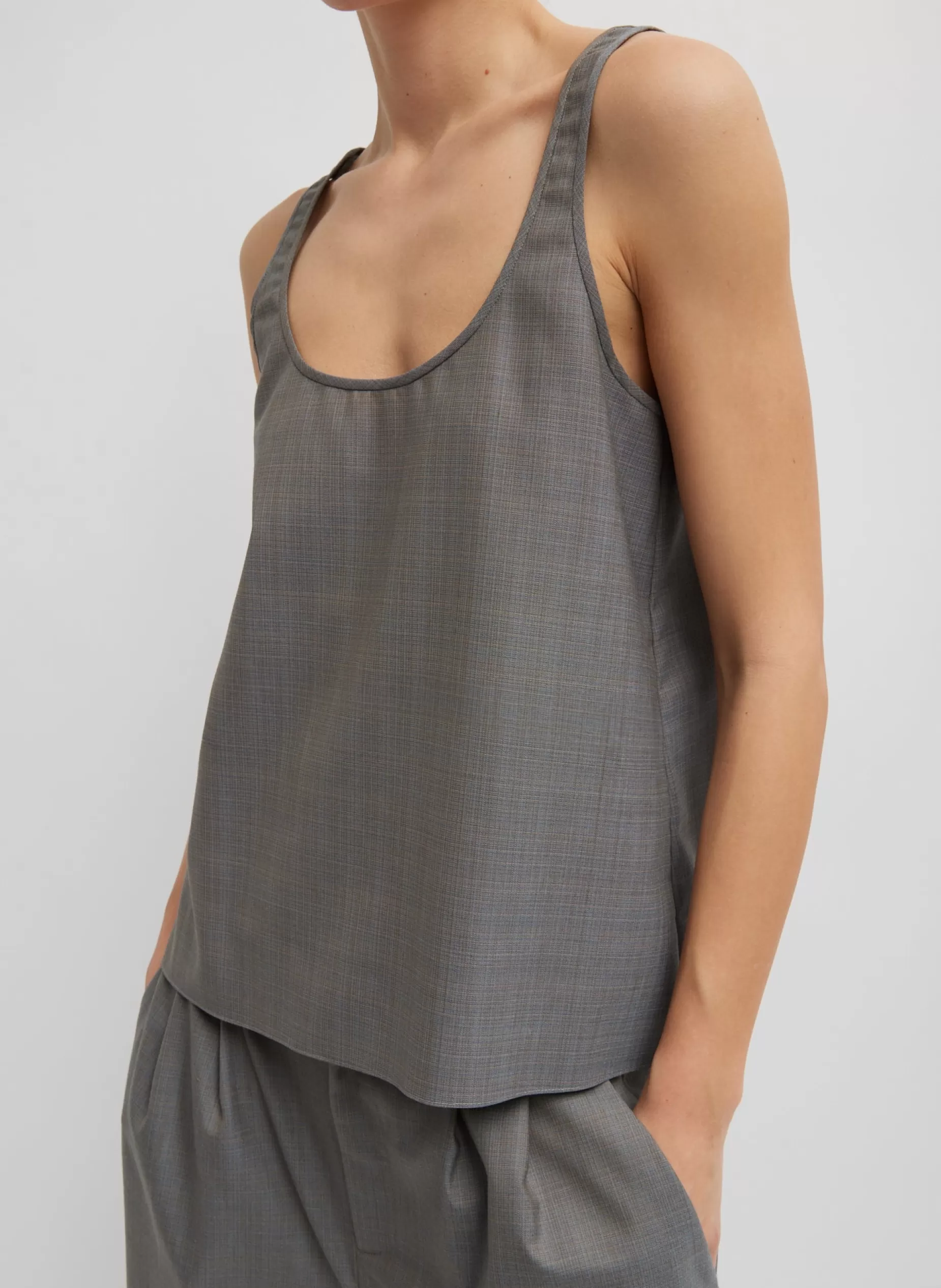 Tibi Suits | Tops-Grant Crossdye Suiting Tank Top