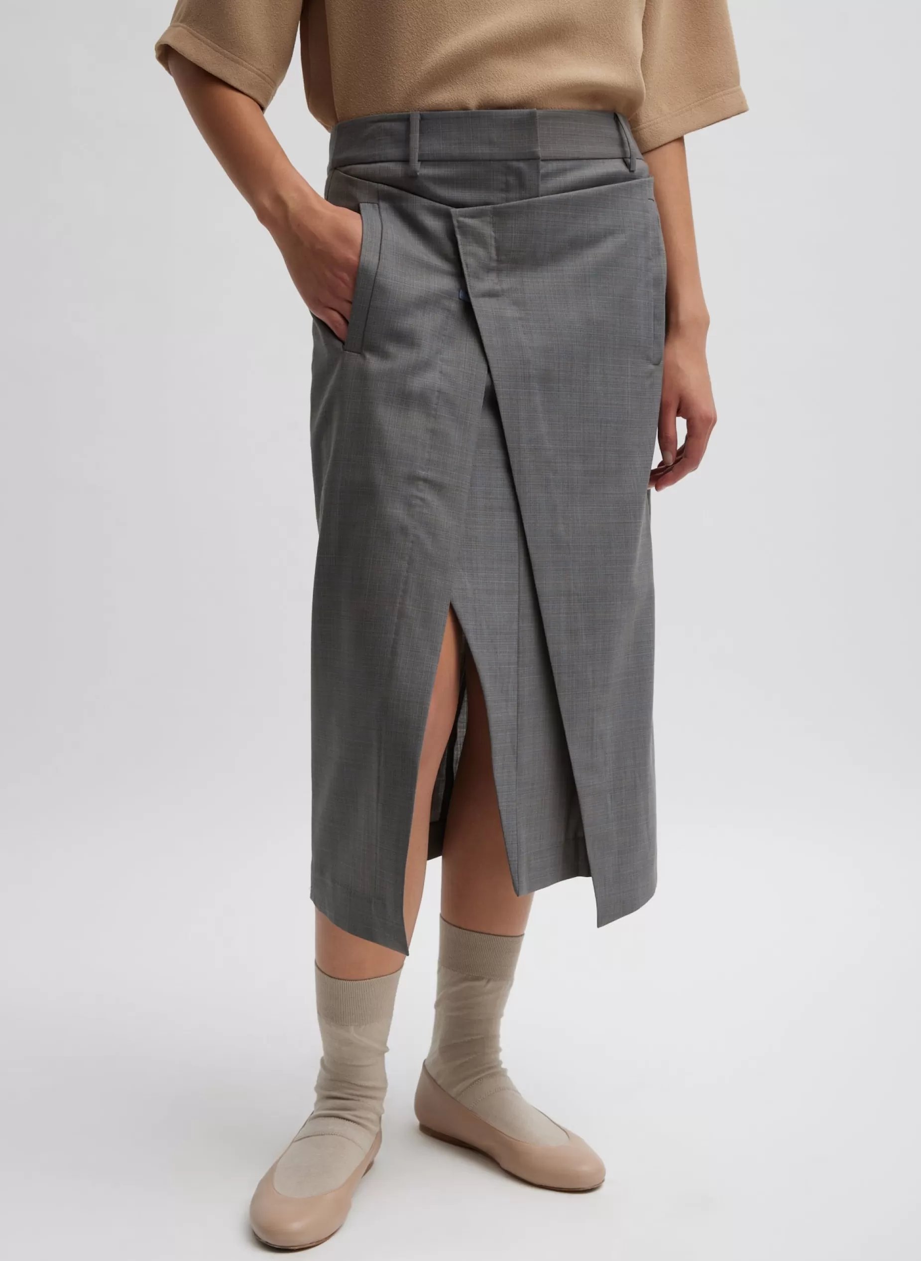 Tibi Suits | Skirts-Grant Crossdye Suiting Wrap Trouser Skirt