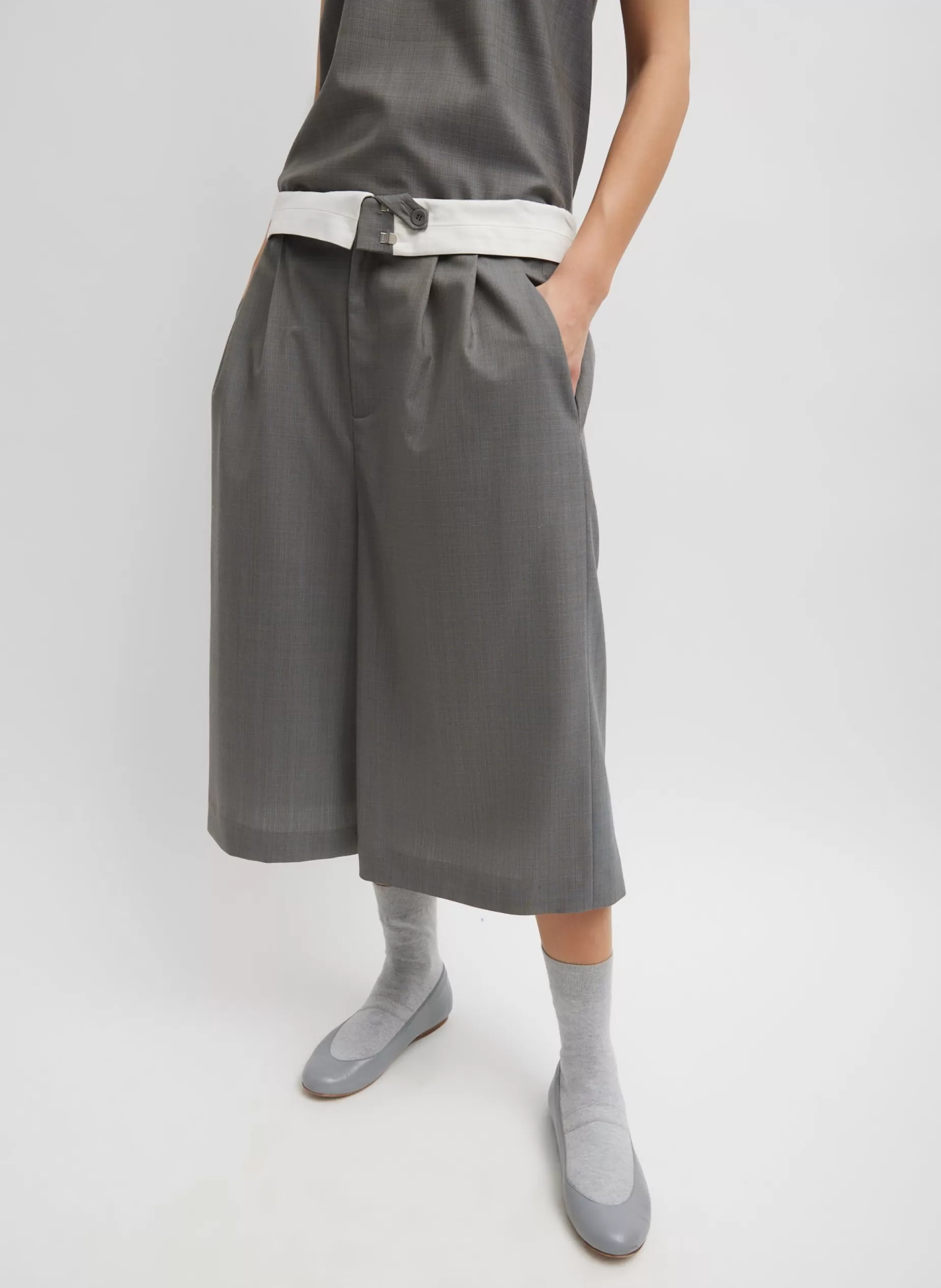 Tibi Suits | Pants & Shorts-Grant Suiting Fold Over Long Short